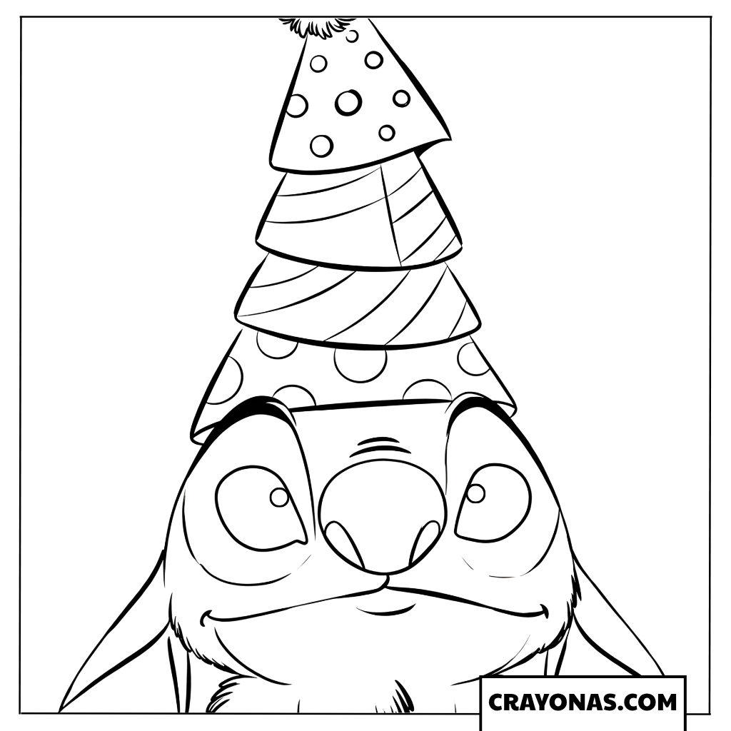 Stitch with a Super Tall Party Hat Coloring Page