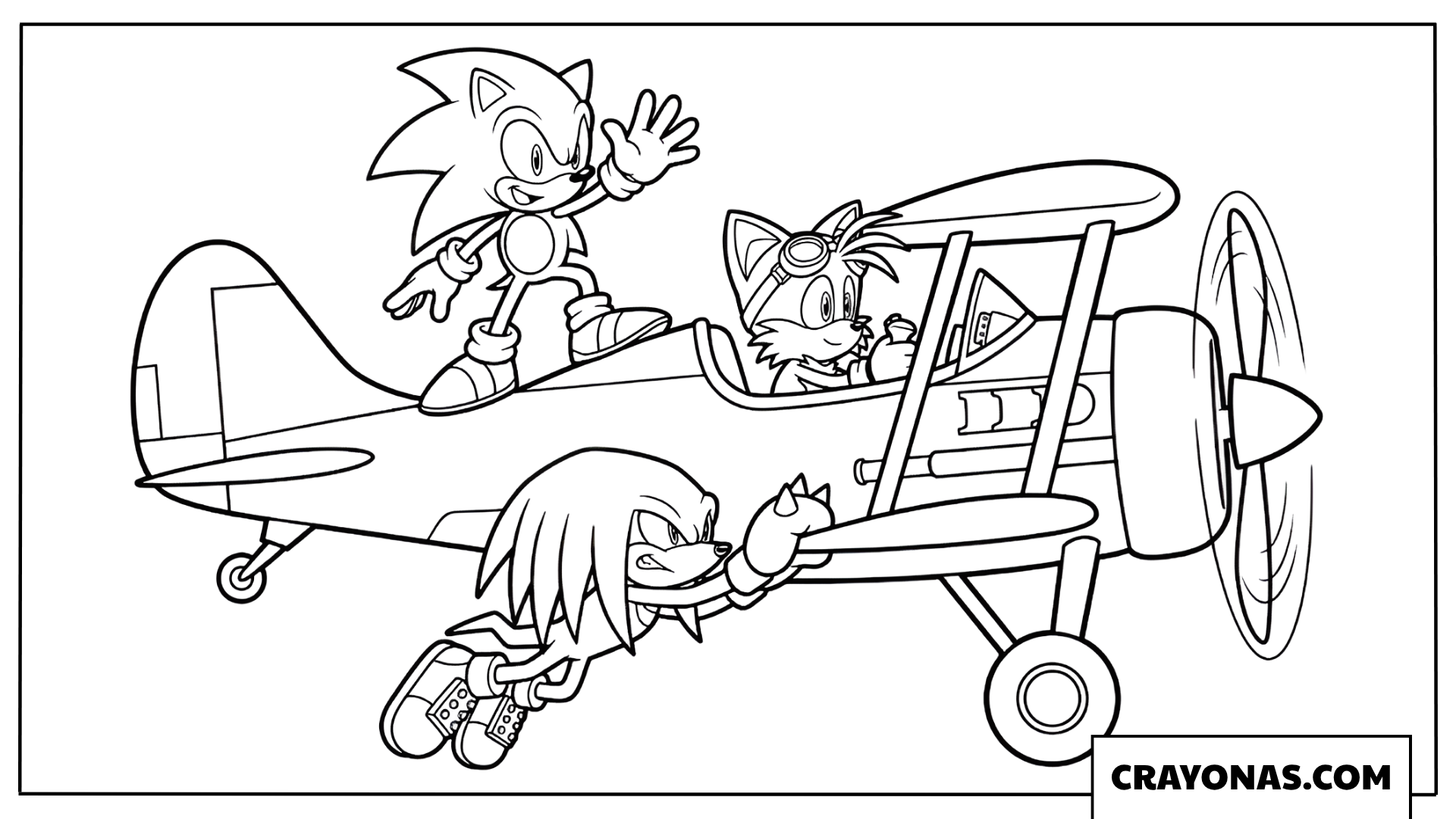 Tails Flying the Tornado Airplane Coloring Page