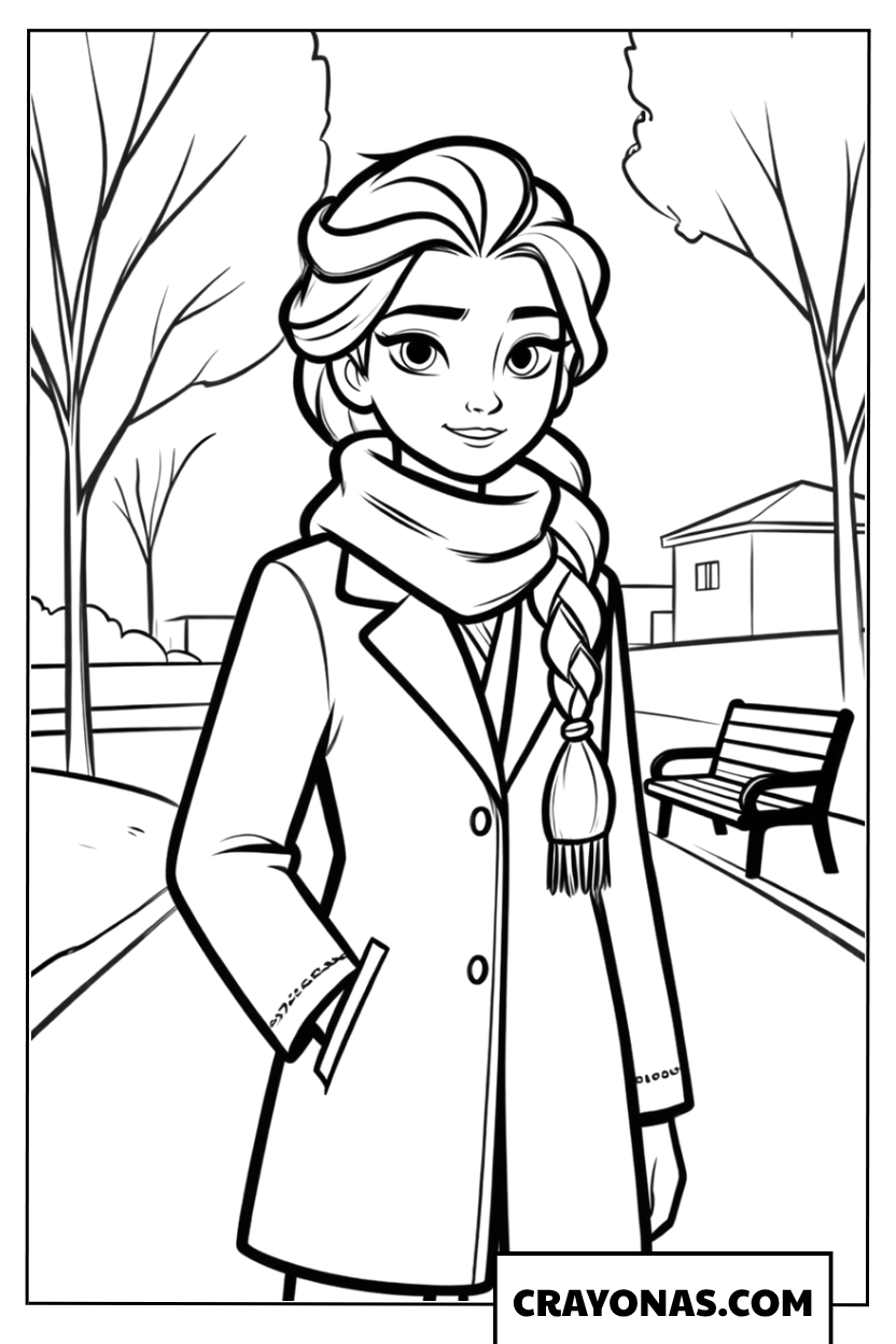 Winter Fashion Elsa Coloring Page