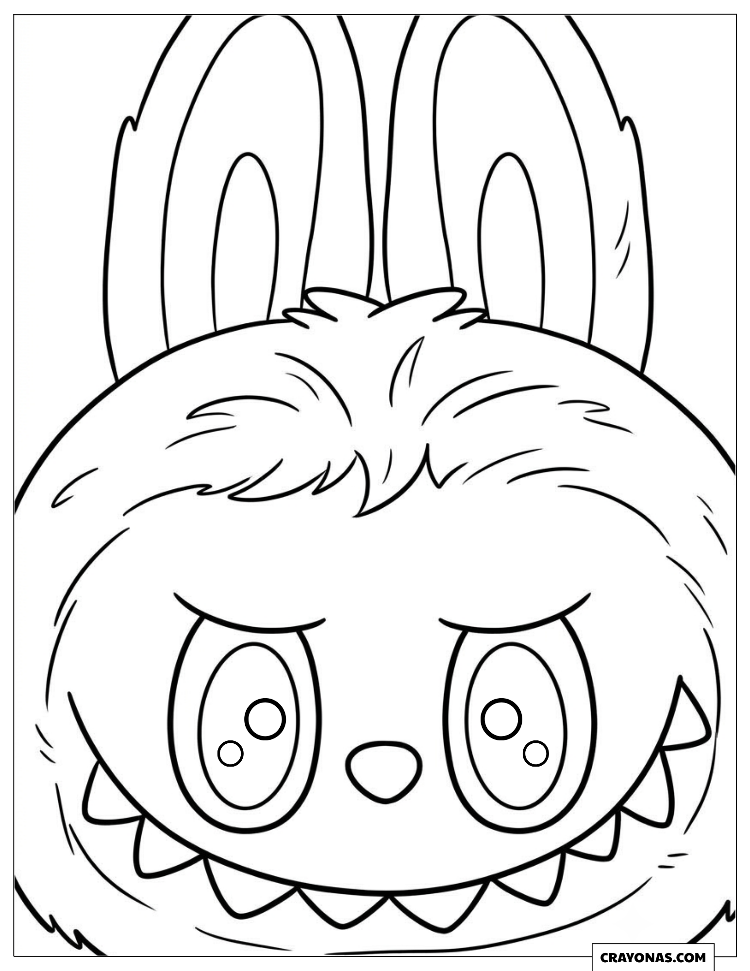 Labubu Close-up Portrait Coloring Page for Preschooler