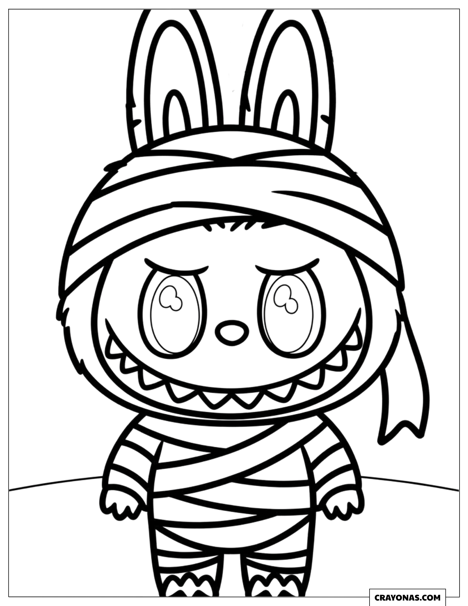 Labubu Dressed as a Mummy Coloring Page for Kids