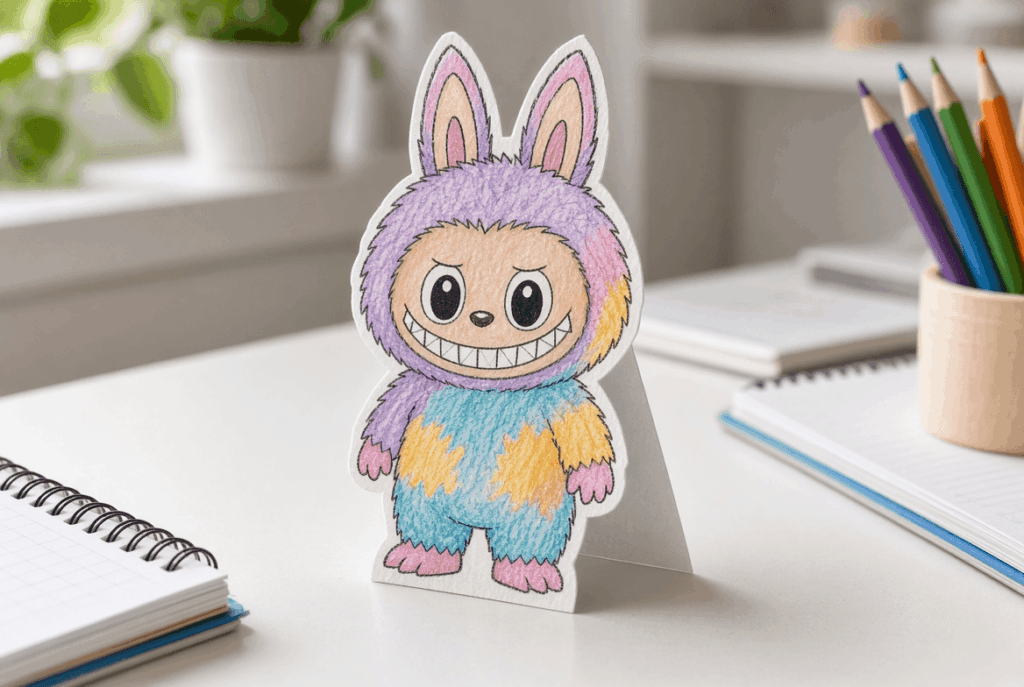Labubu Paper Standee to Decorate Your Study Desk