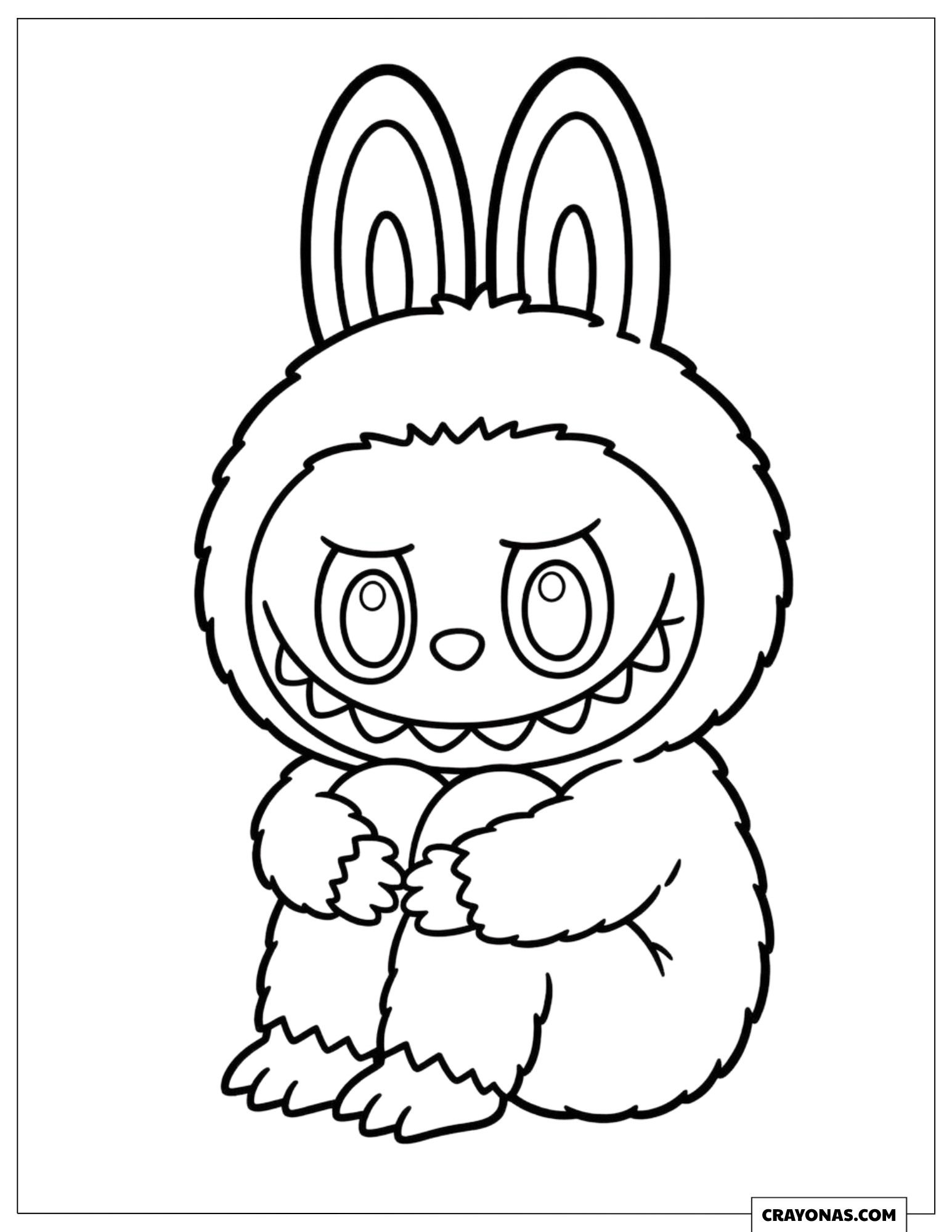 Labubu Playing Peek-a-boo Coloring Sheet for Kids