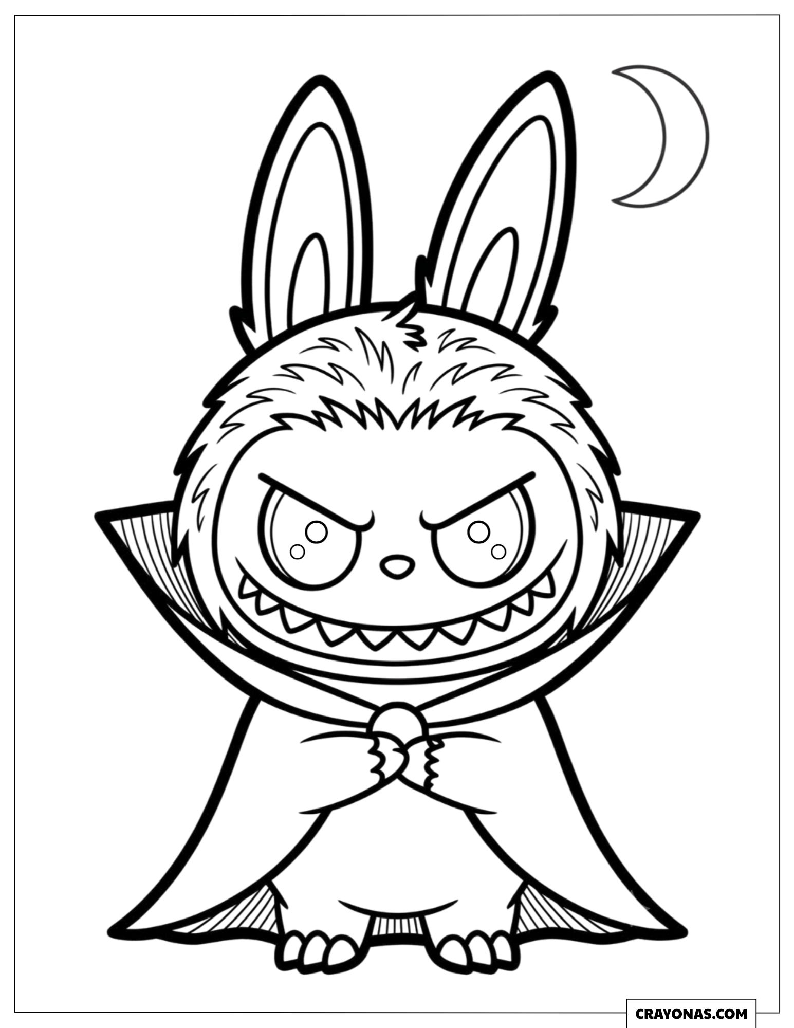 Labubu Posing as a Vampire Coloring Page