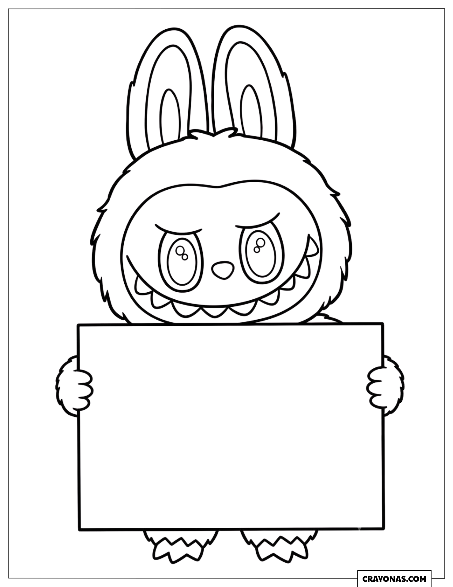 Labubu Sitting Quietly Coloring Sheet for Preschooler