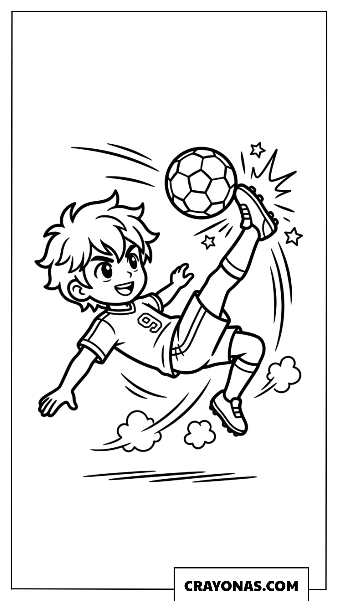 Anime Boy Bicycle Kick Soccer Coloring Page
