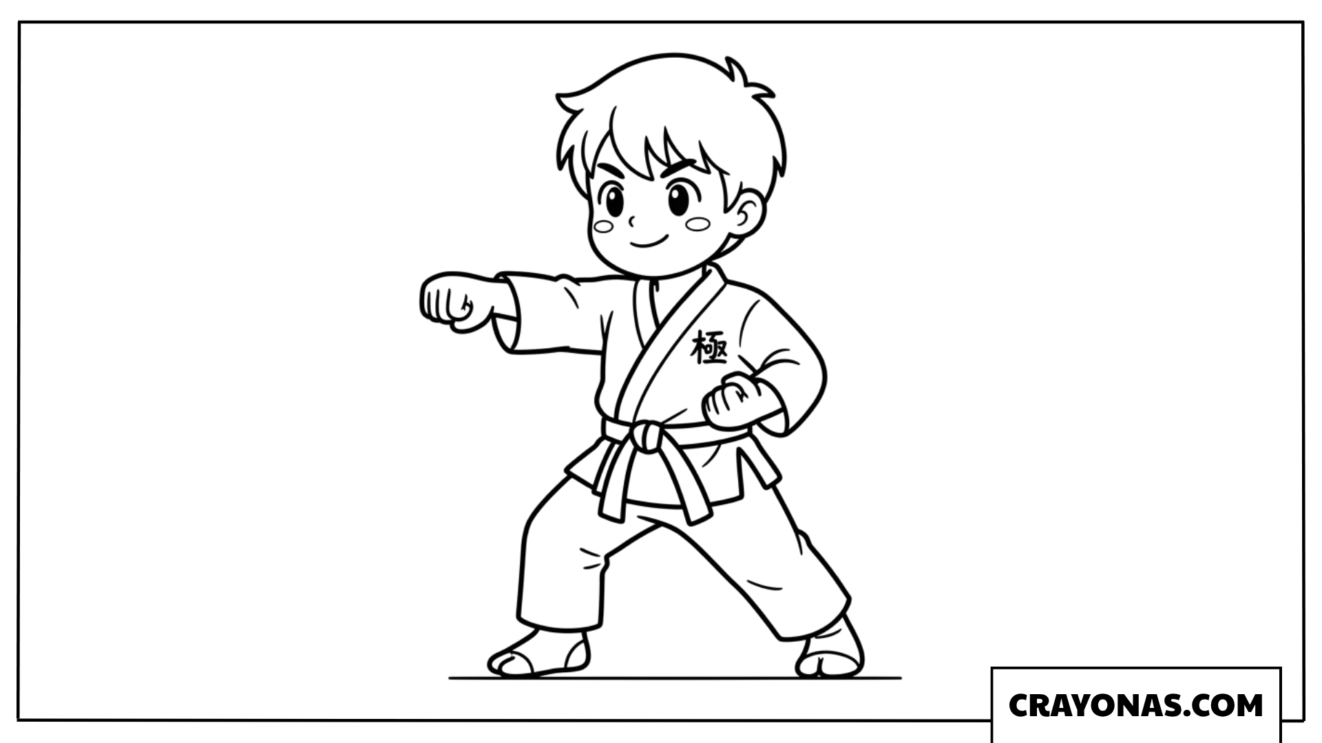 Anime Boy Practicing Karate Coloring Page