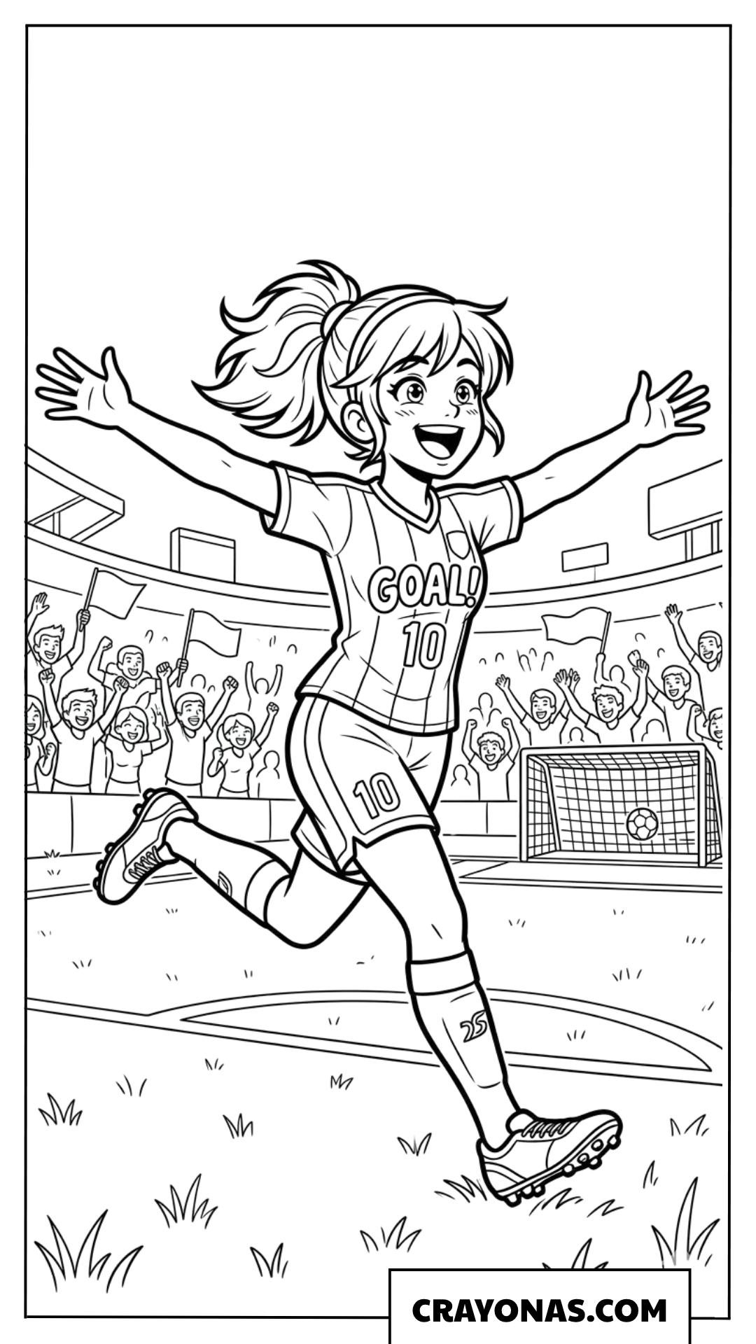 Anime Girl Celebrating Goal Coloring Page