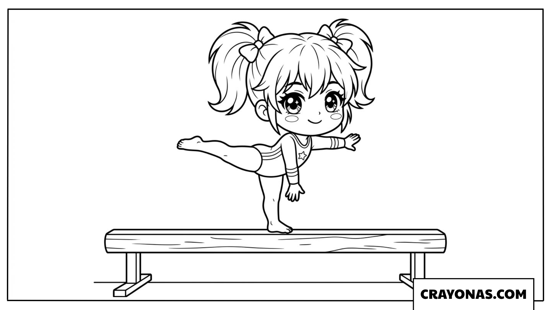 Anime Girl Gymnastics Balance Beam Coloring Page
