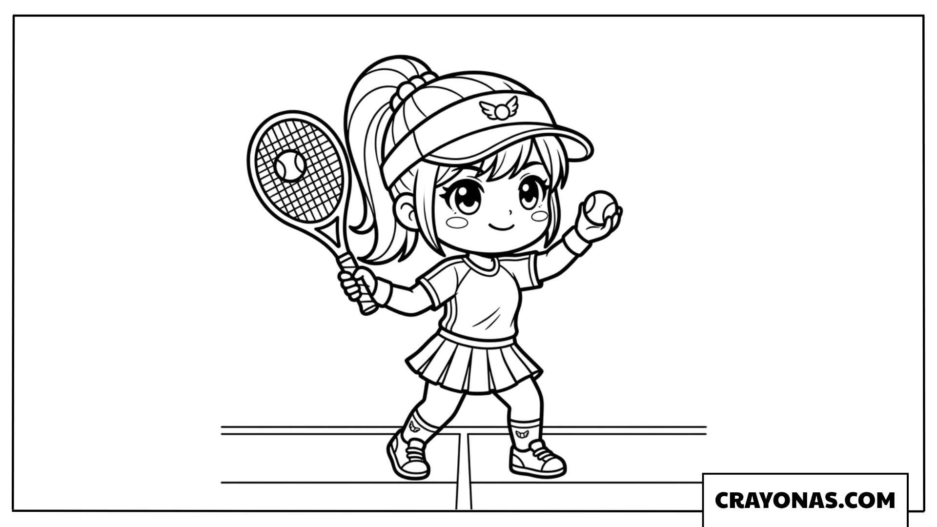 Anime Girl Playing Tennis Coloring Page