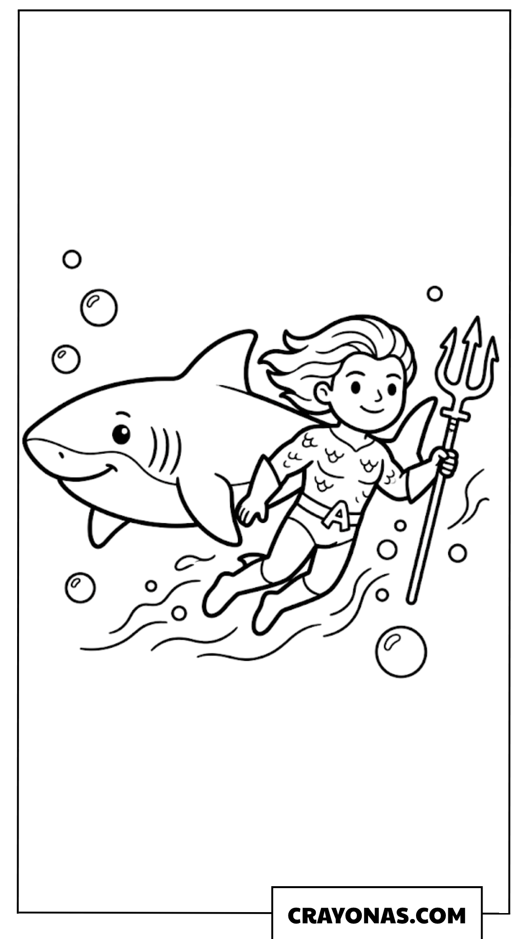 Aquaman with Shark Coloring Page