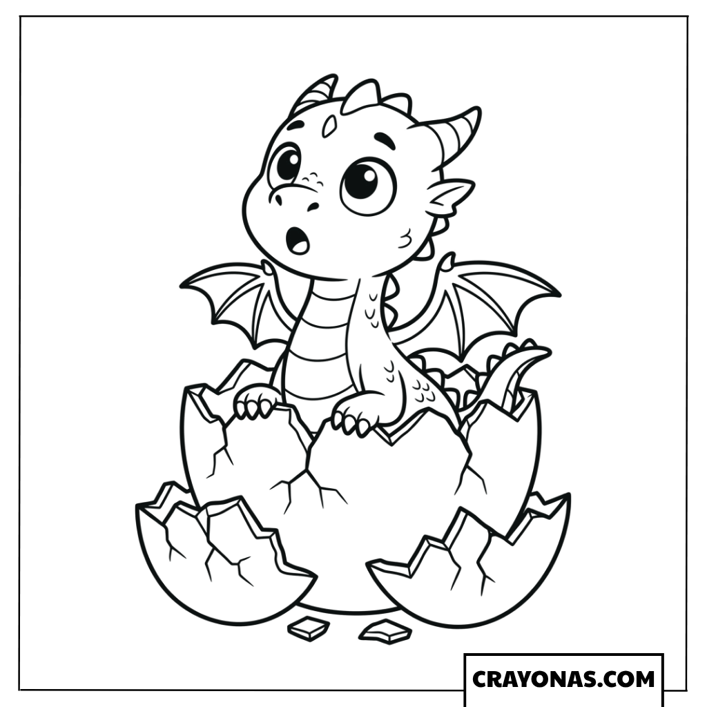 Baby Dragon Hatching From Egg Coloring Page