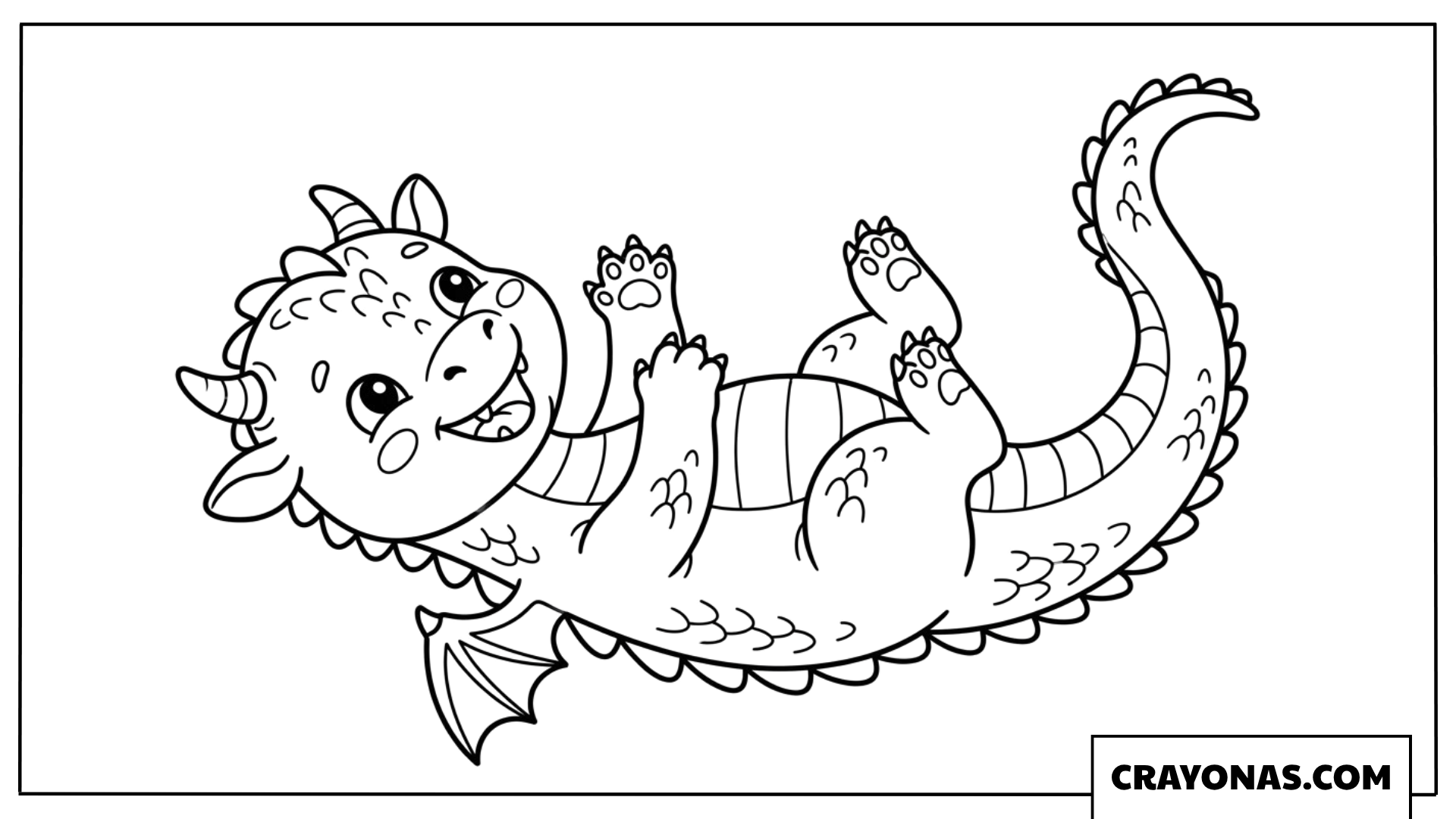 Baby Dragon Rolling on Back Coloring Page