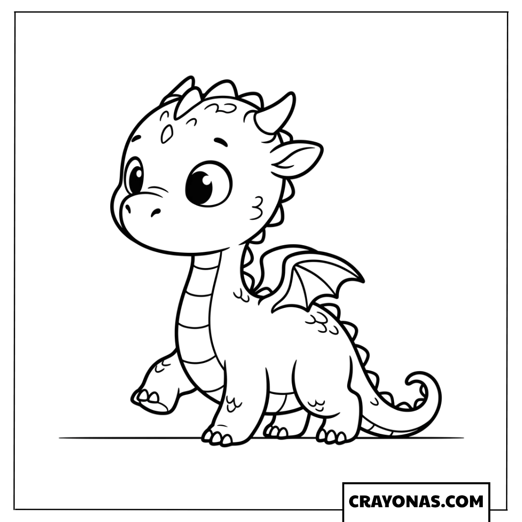 Baby Dragon Standing Coloring Page
