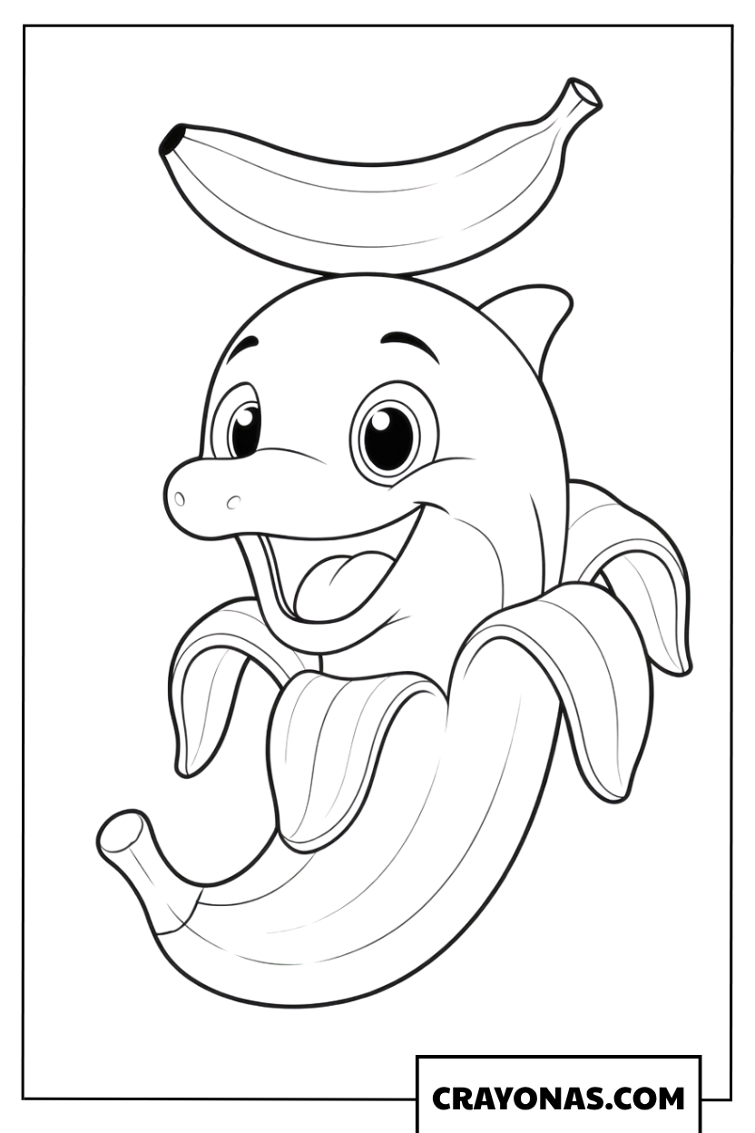 Banana Dolphin Coloring Page