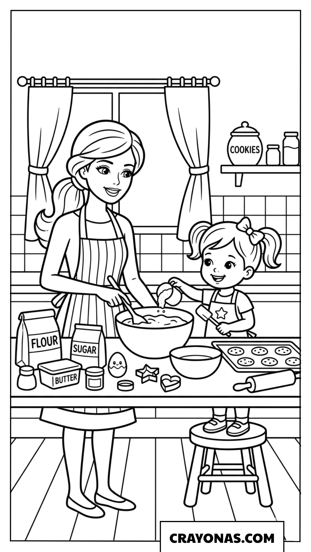 Barbie Baking Cookies with Kelly Coloring Page