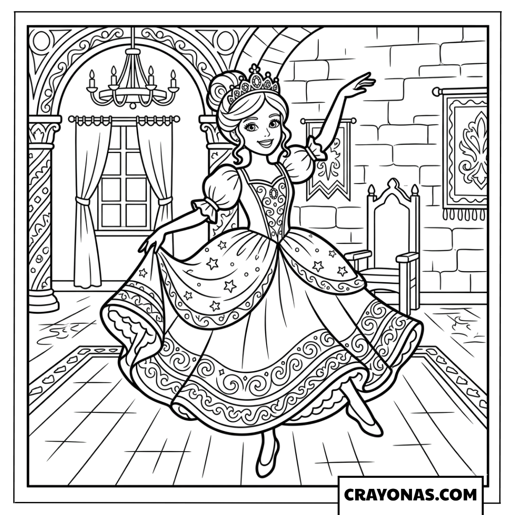 Barbie Ballerina Dancing Coloring Page