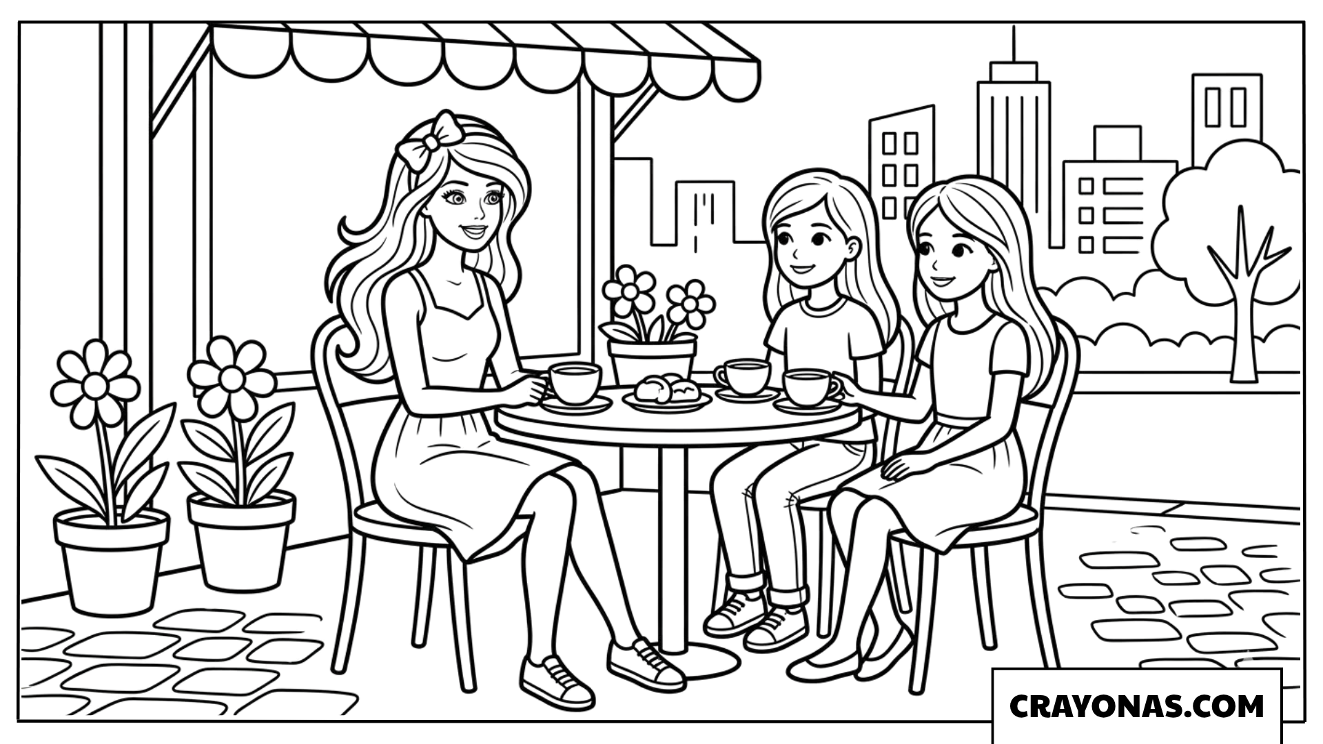 Barbie Coffee Date Fashion Coloring Page
