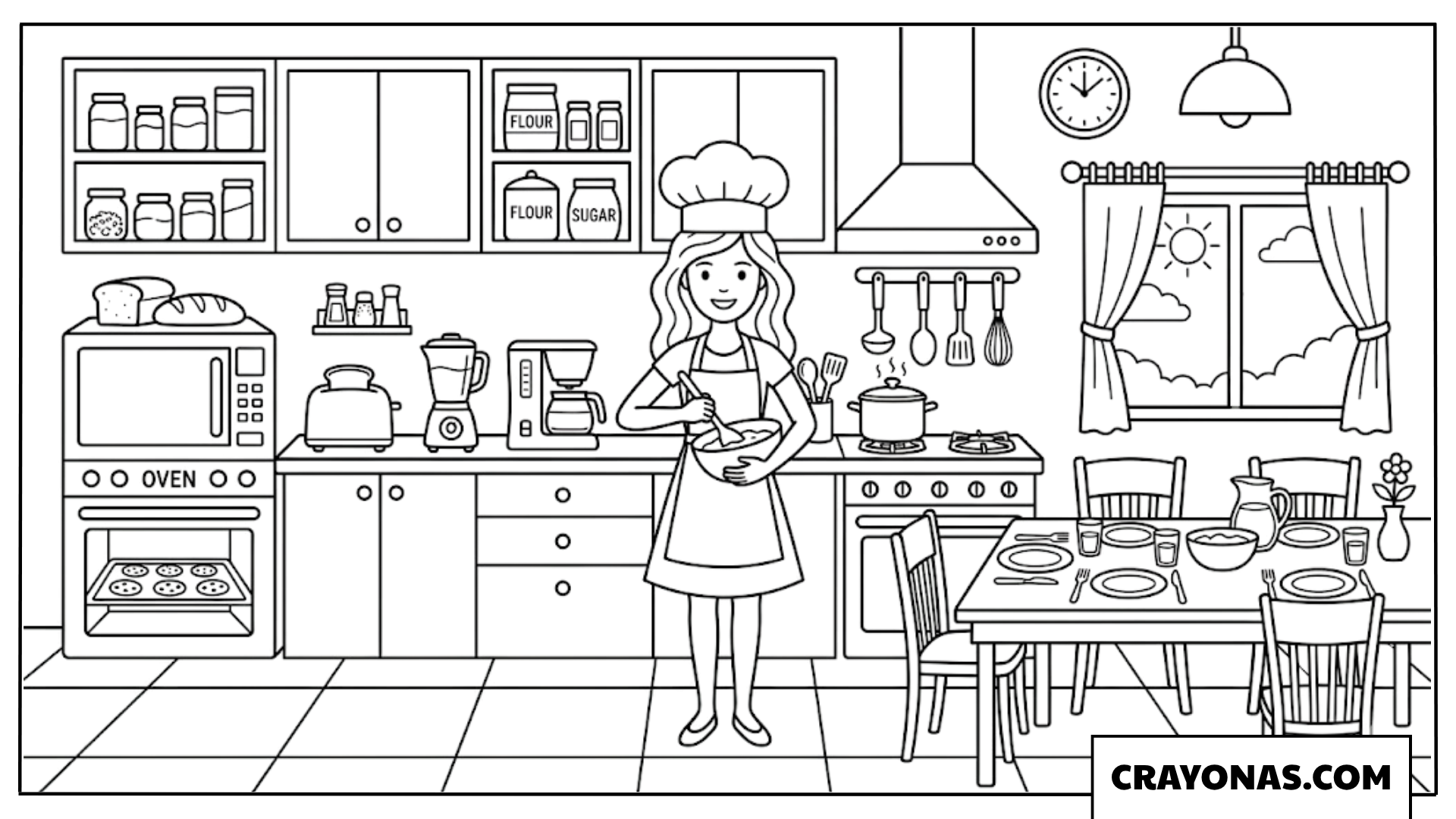 Barbie Cooking in Kitchen Coloring Page