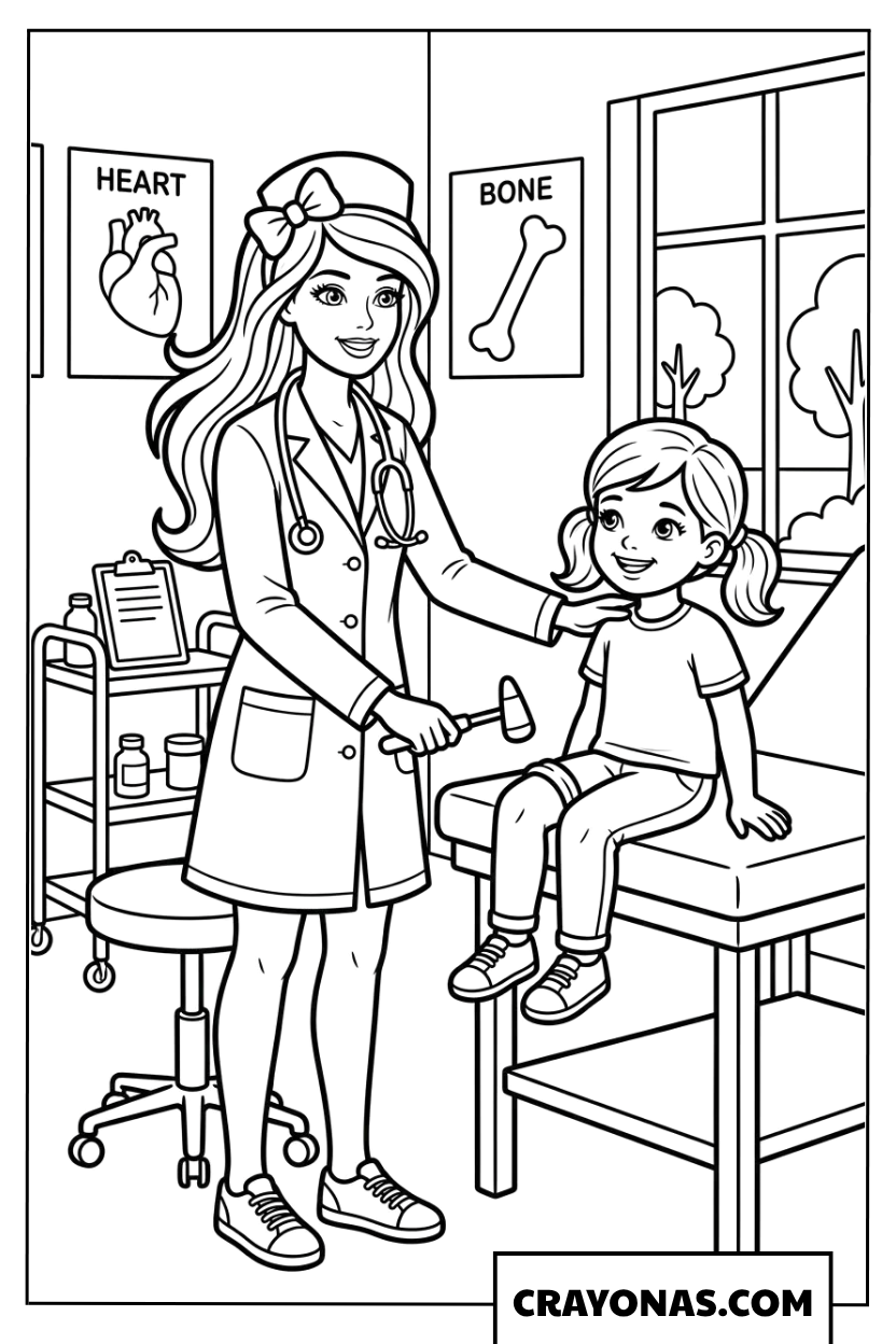 Barbie Doctor Fashion Coloring Page