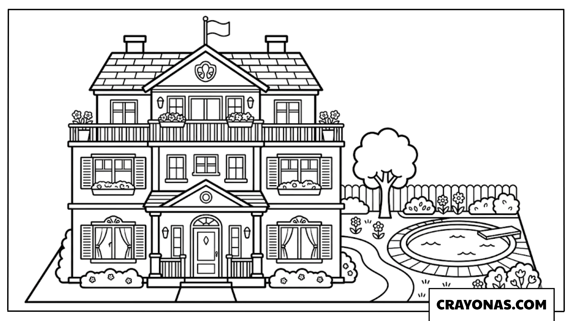 Barbie Dream House with Pool Coloring Page