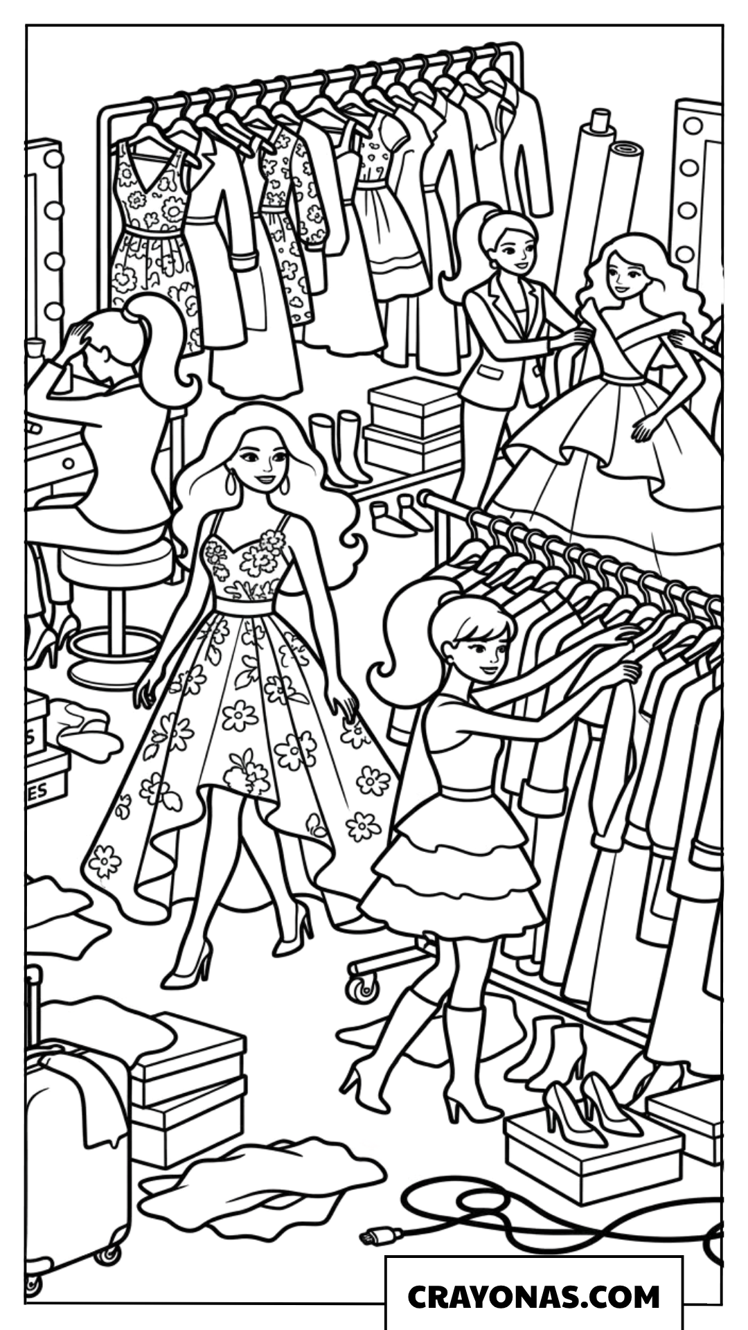 Barbie Fashion Studio Backstage Coloring Page