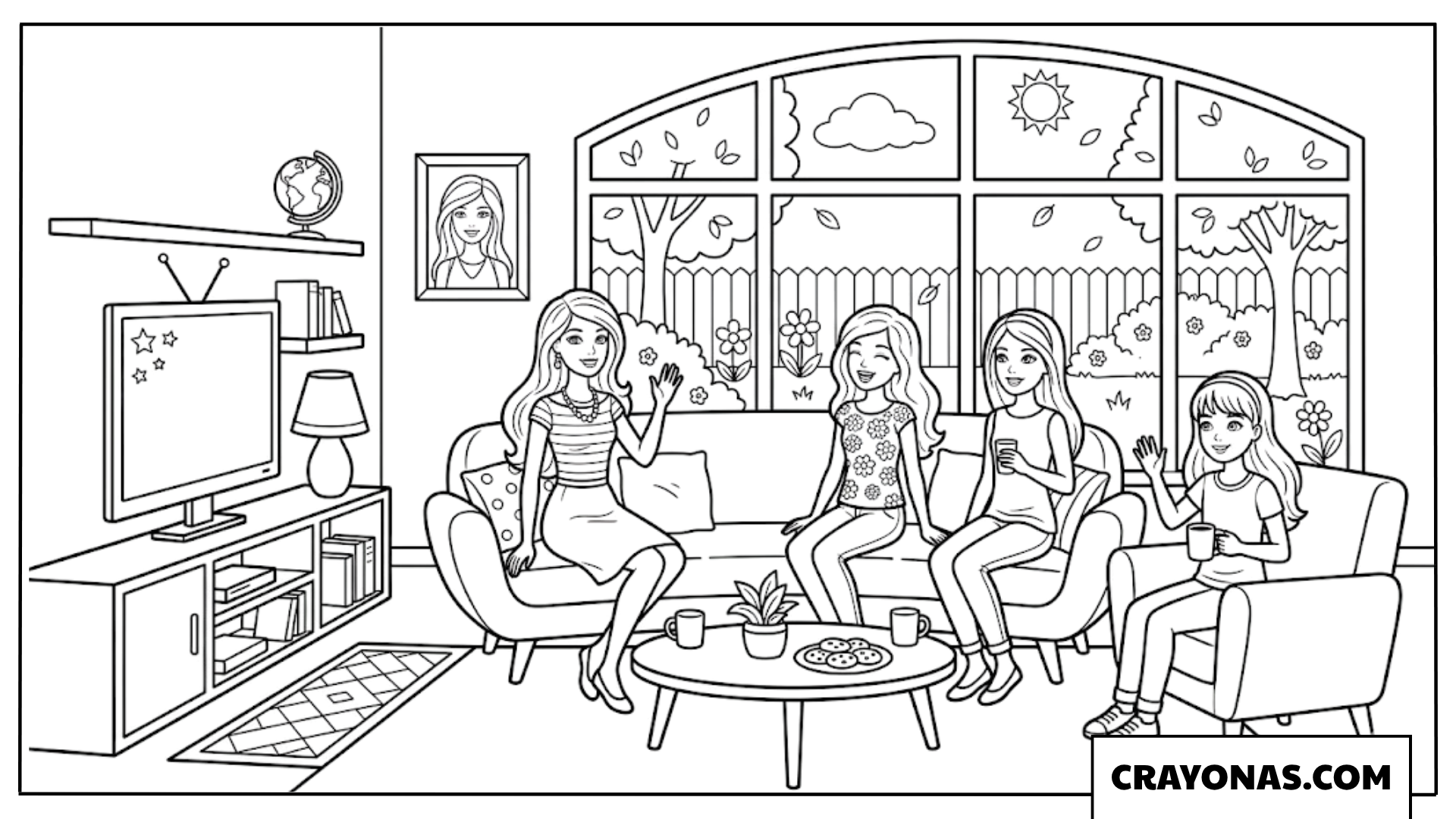 Barbie Friends Coffee Chat Coloring Page