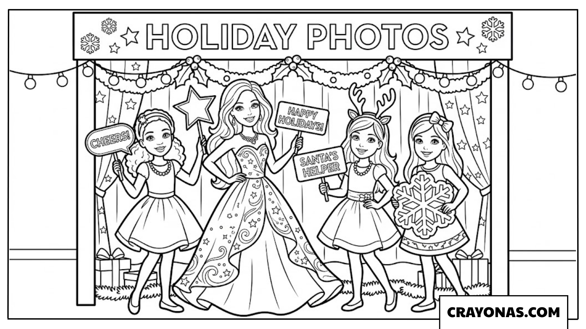 Barbie Holiday Photo Booth Coloring Page