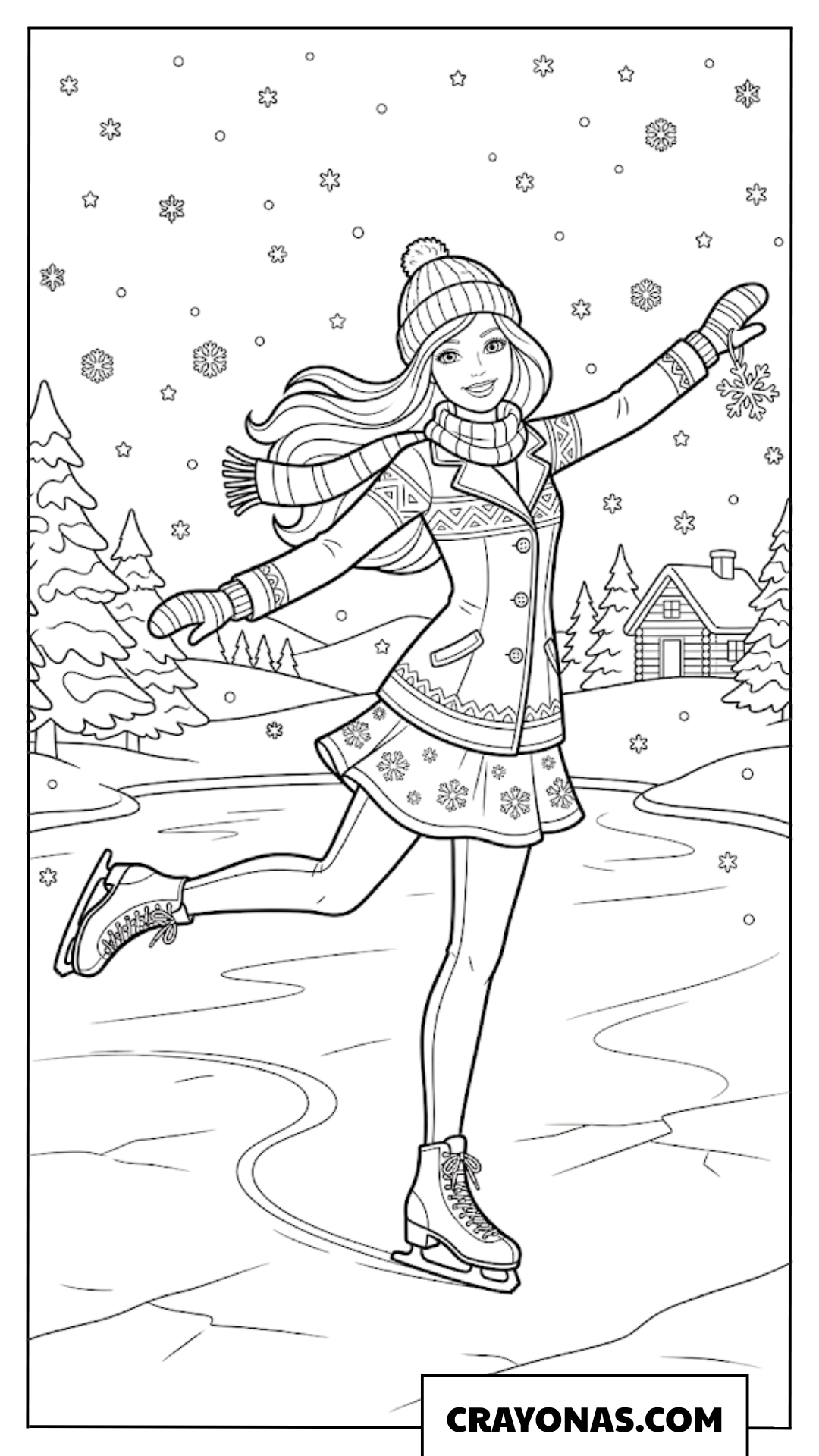 Barbie Ice Skating Coloring Page