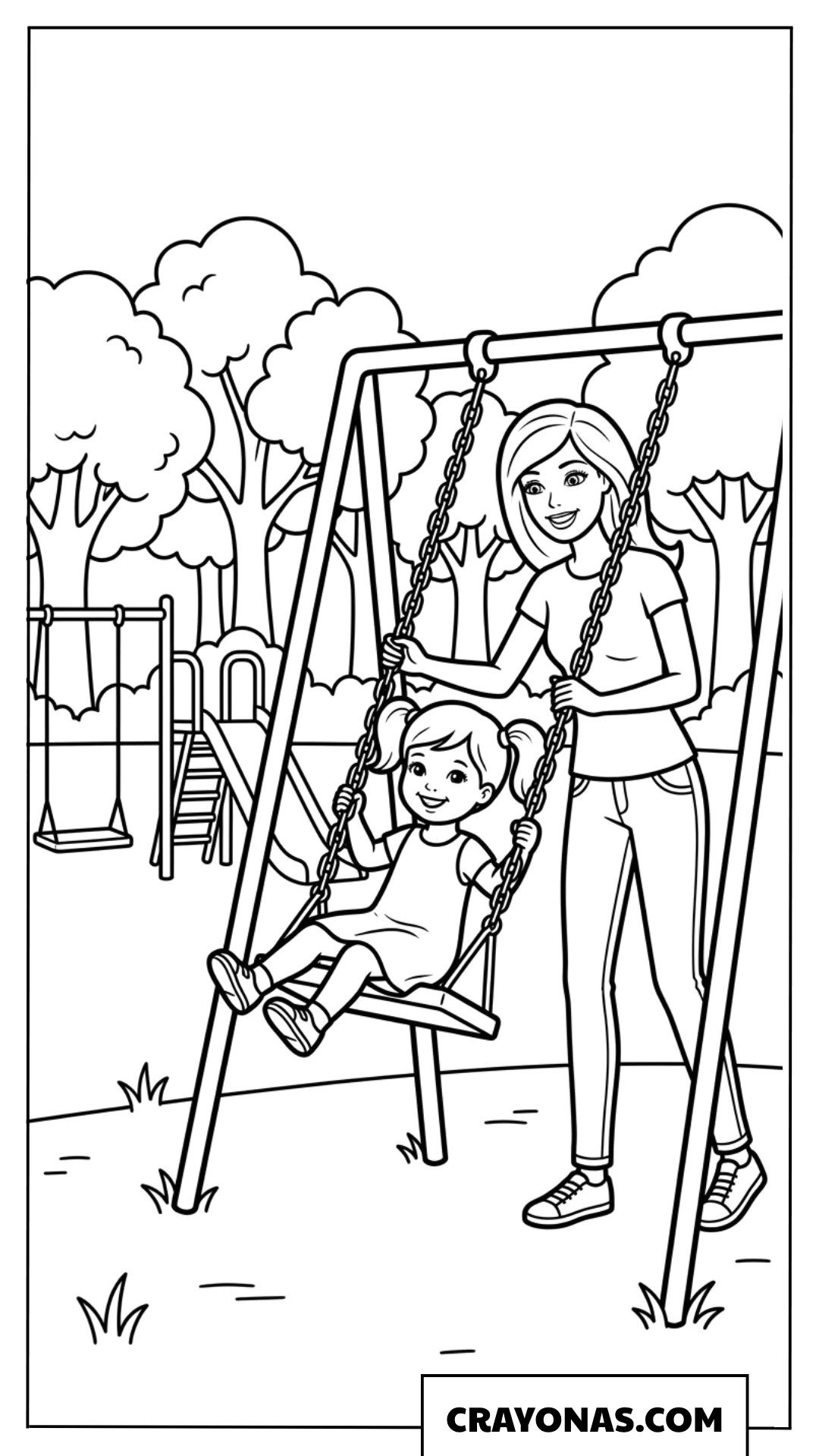 Barbie & Kelly at the Playground Coloring Page