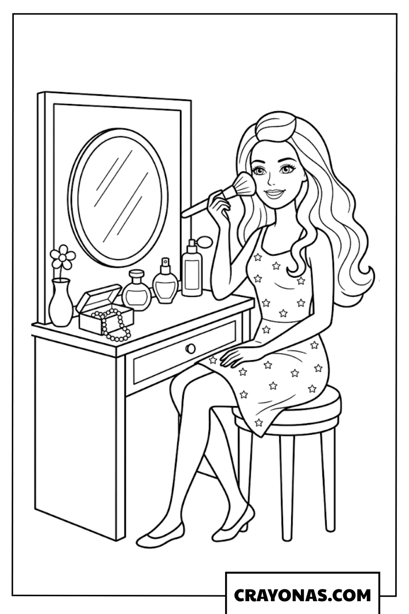 Barbie Makeup Coloring Page