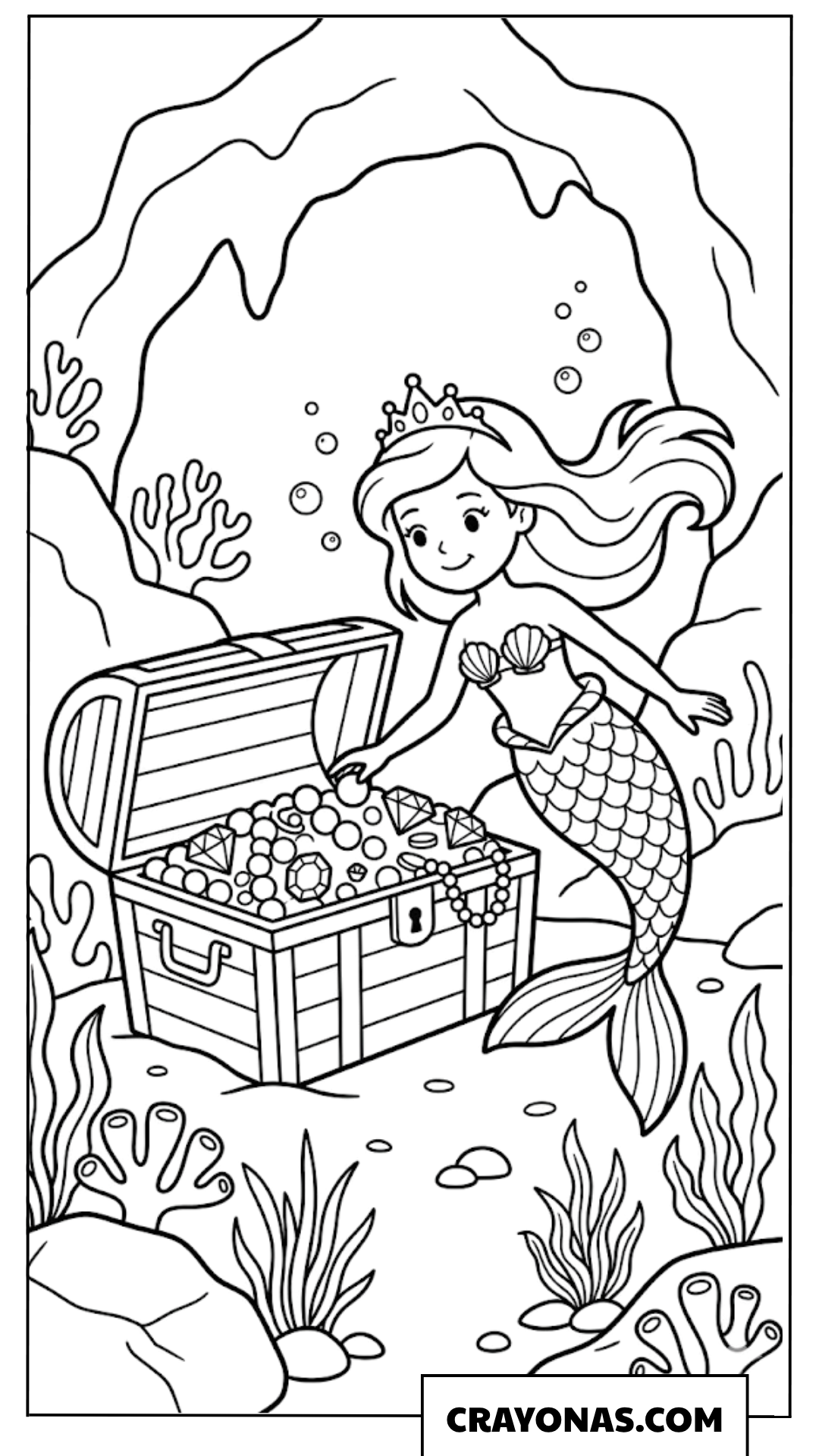 Barbie Mermaid Treasure Chest Coloring Page