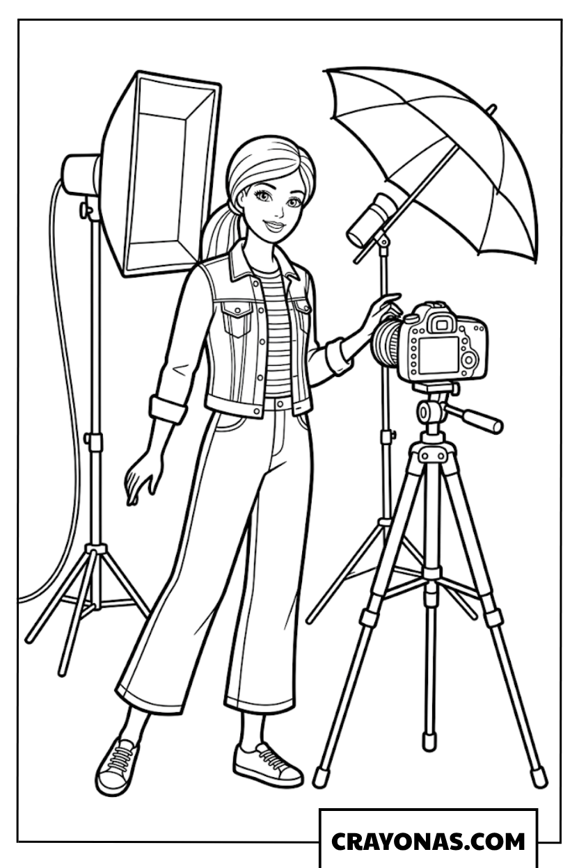 Barbie Photographer Coloring Page