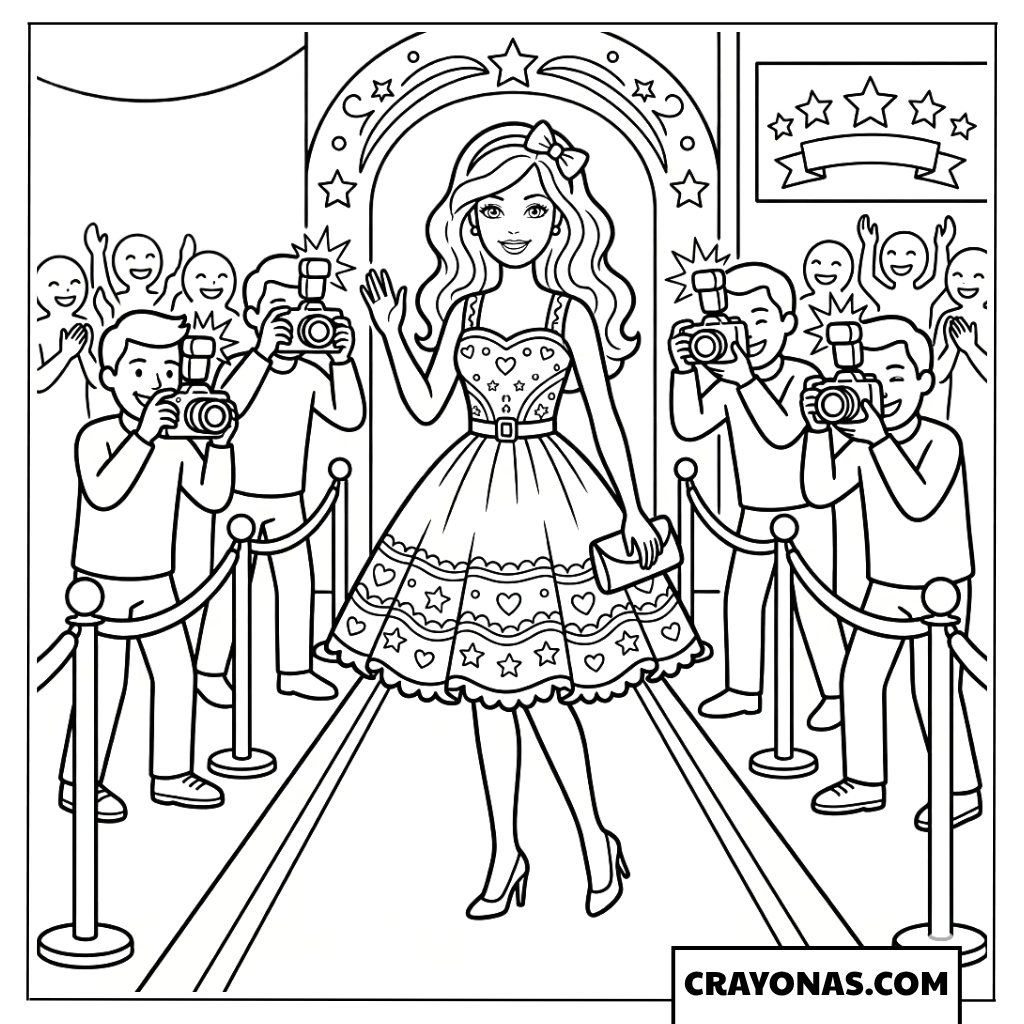 Barbie Red Carpet Fashion Coloring Page