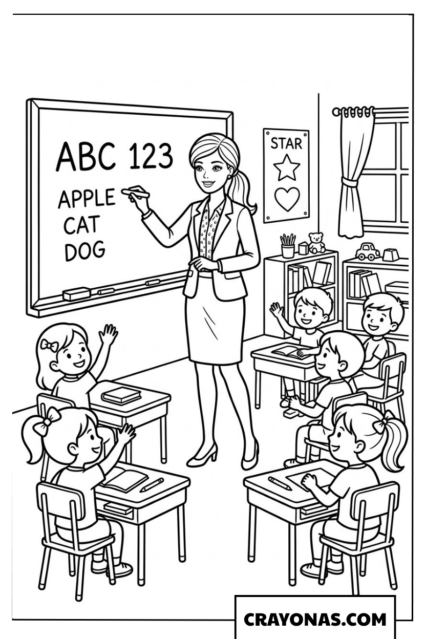 Barbie Teacher Professional Fashion Coloring Page