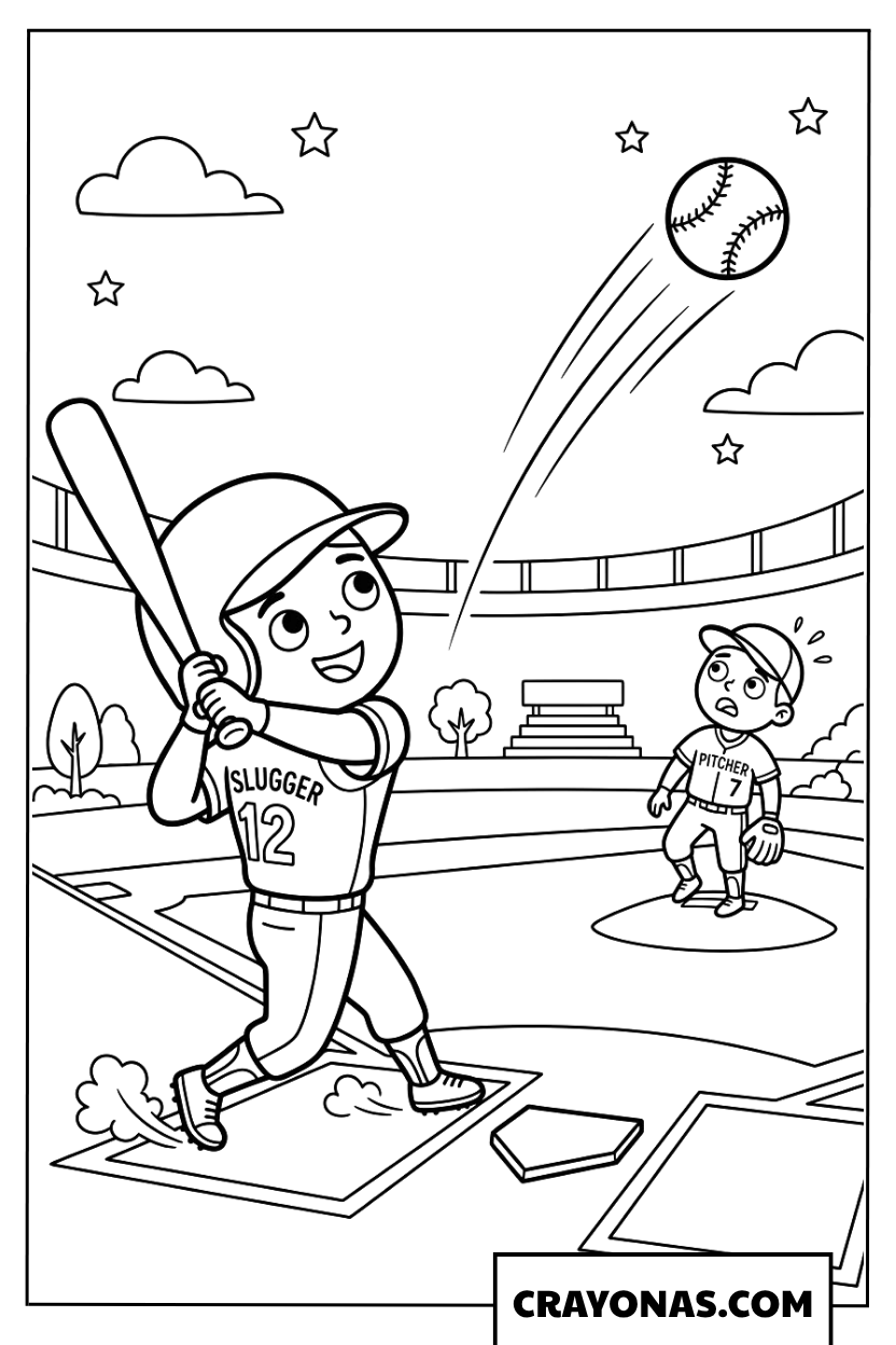 Baseball Home Run coloring page