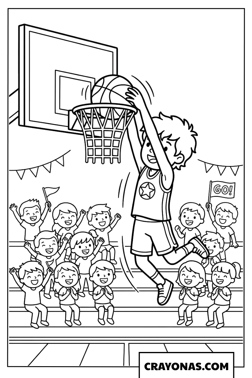 Basketball Slam Dunk coloring page