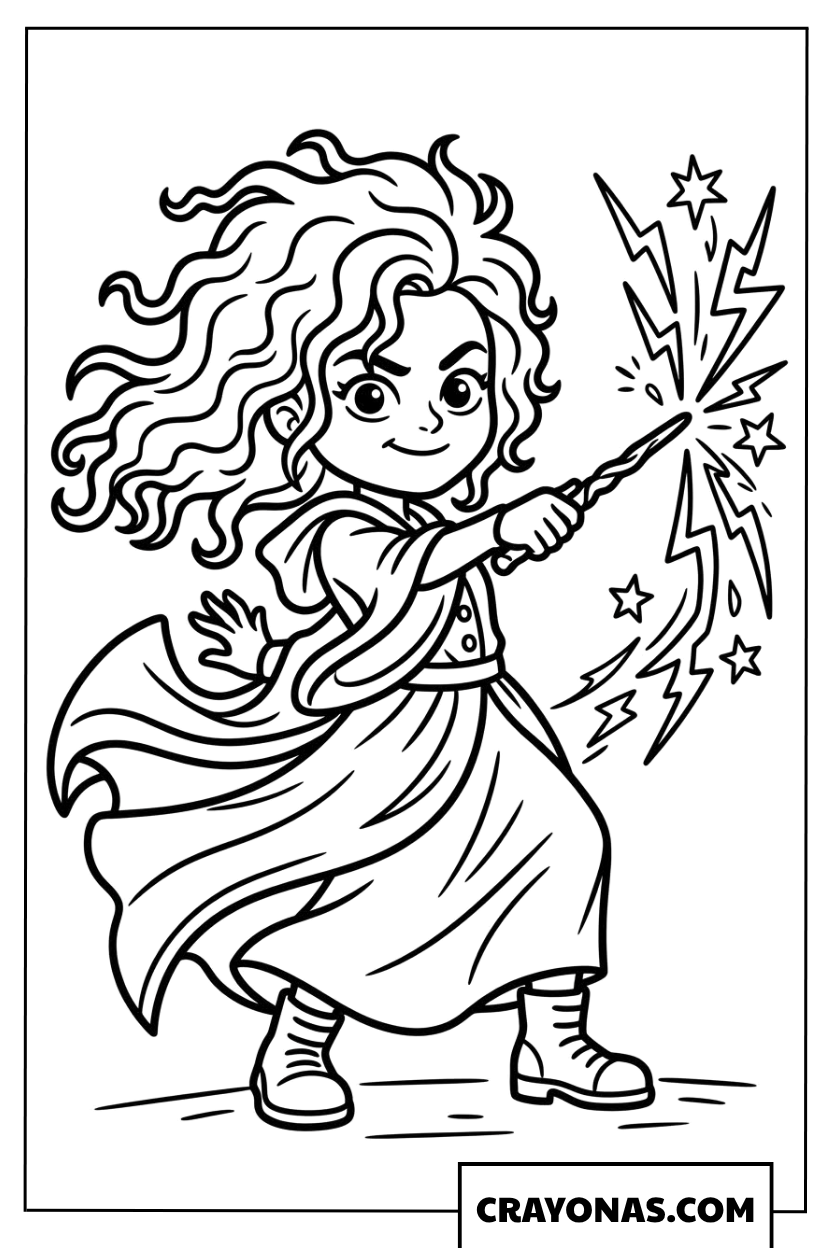 Bellatrix Lestrange Casting Spell Coloring Pages