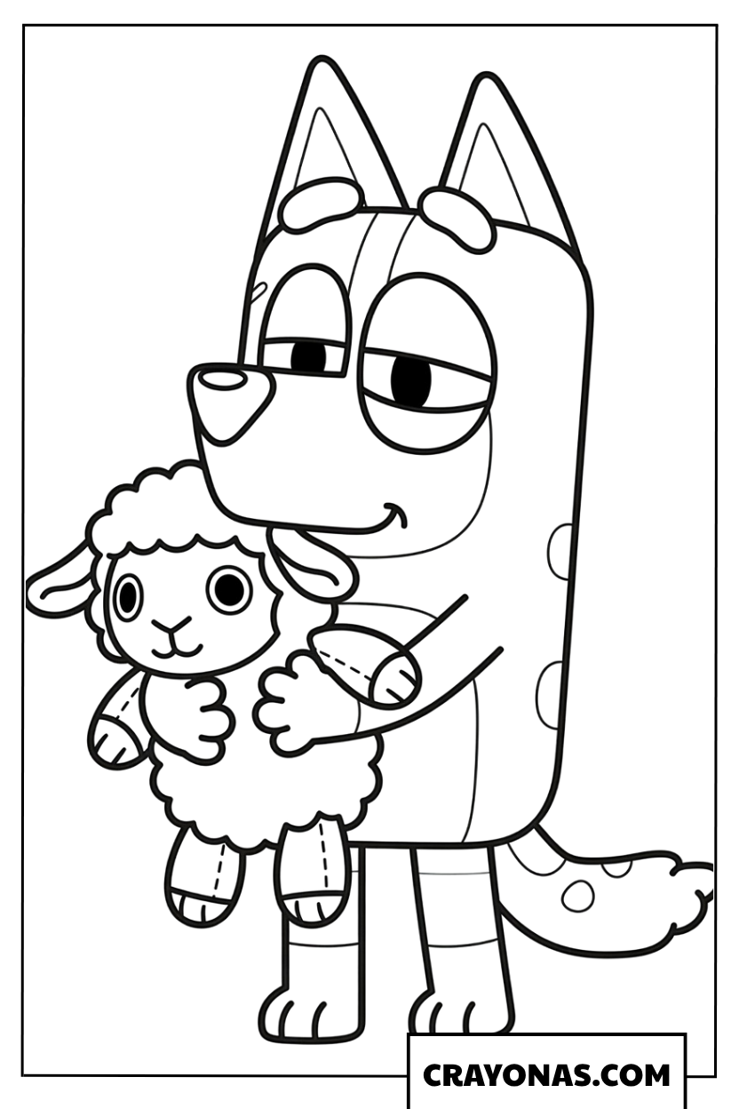 Bingo Hugging Lamb Coloring Page