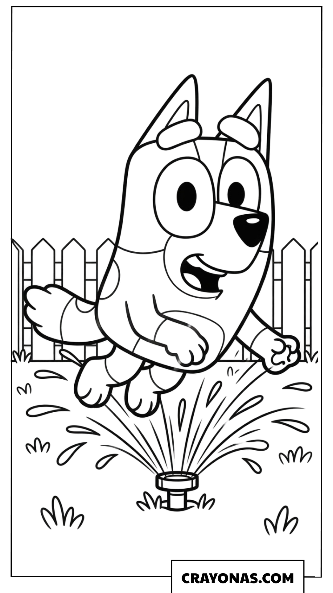 Bingo Playing in Sprinkler Coloring Page
