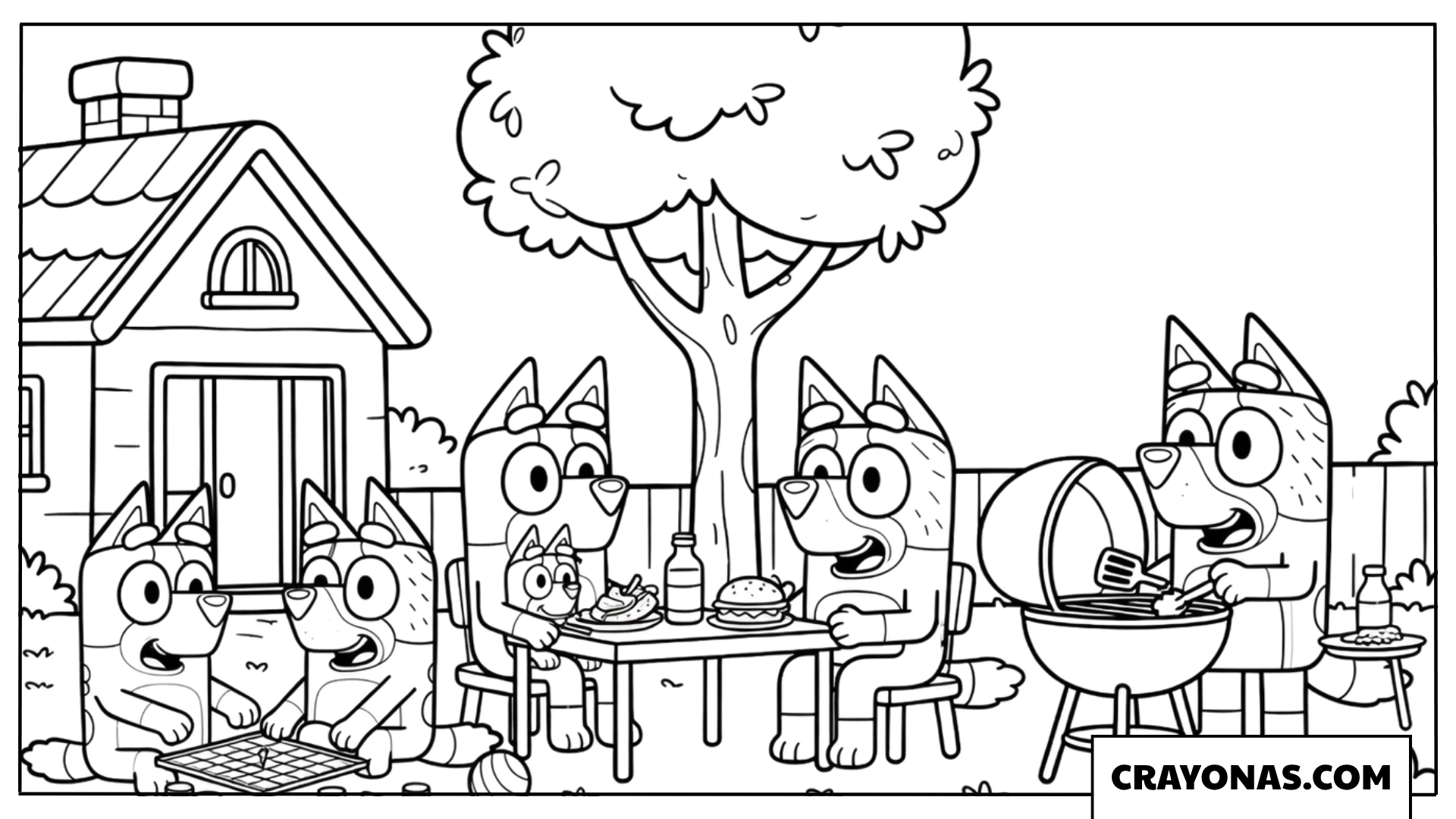Bluey Backyard BBQ Coloring Page