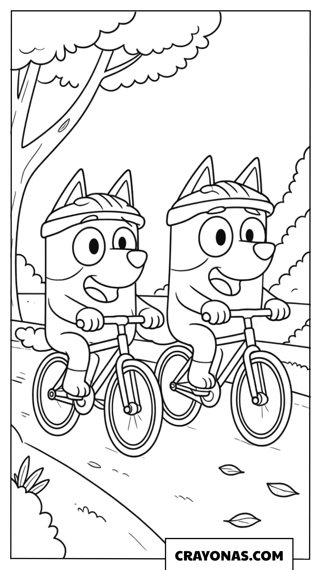 Bluey and Bingo Bicycle Coloring Page