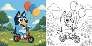 ft - Bluey Coloring Page ft