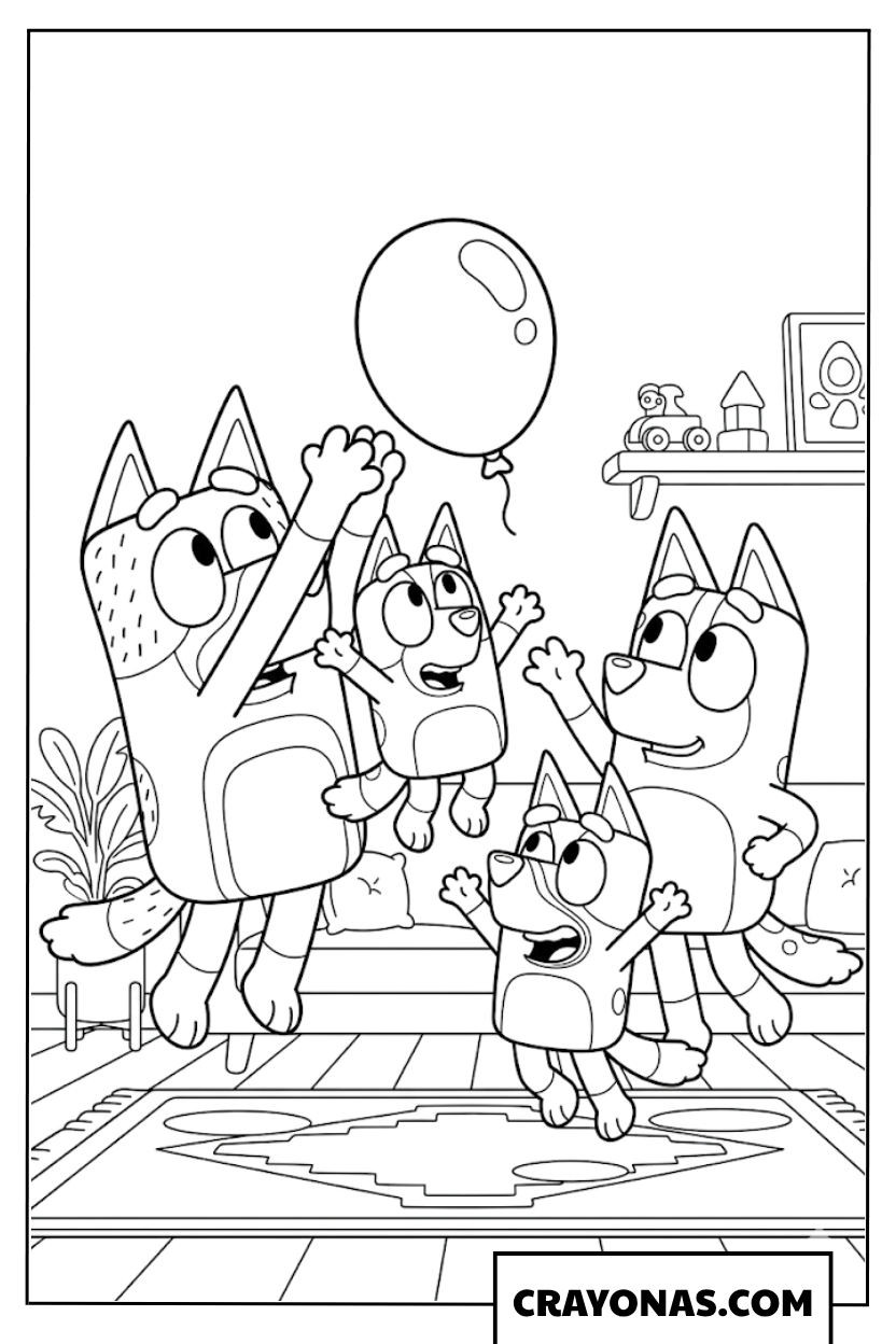 Bluey Family Keepy Uppy Coloring Page