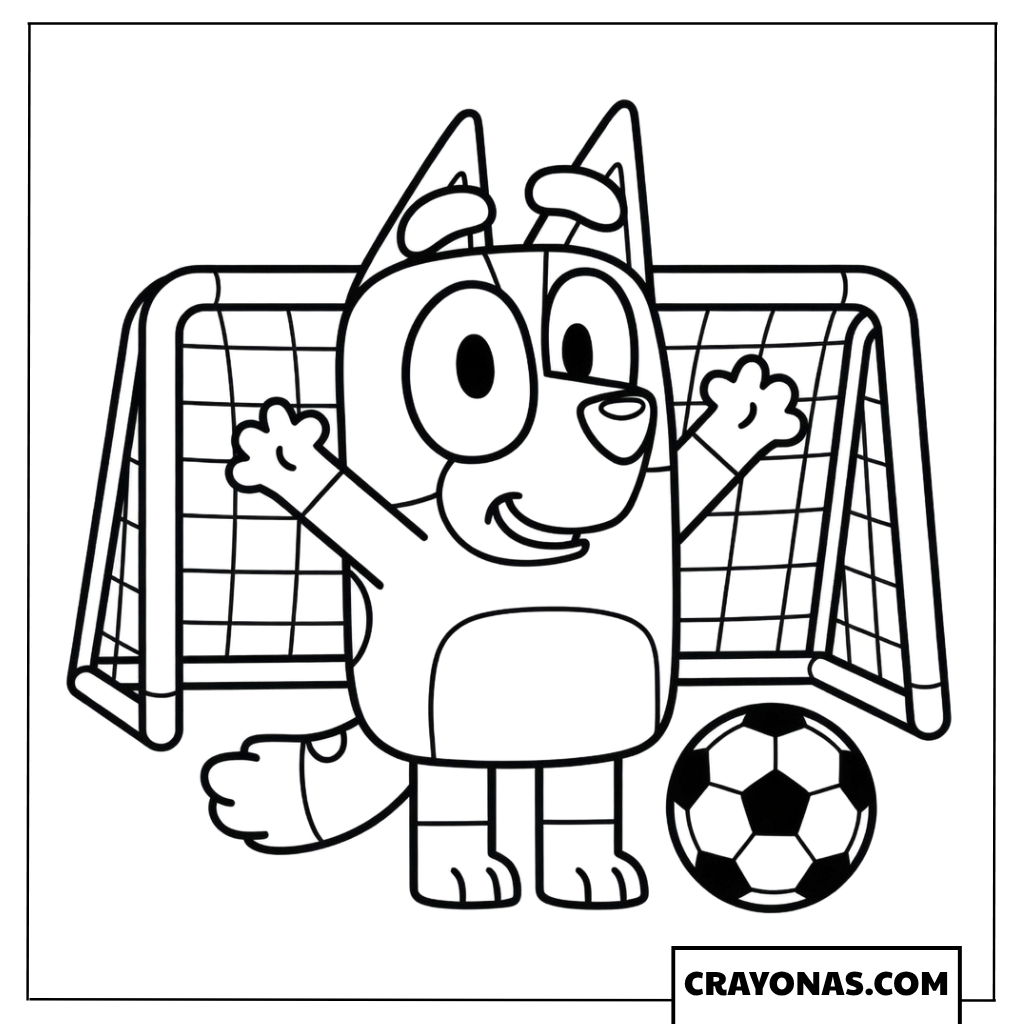 Bluey Soccer Coloring Page
