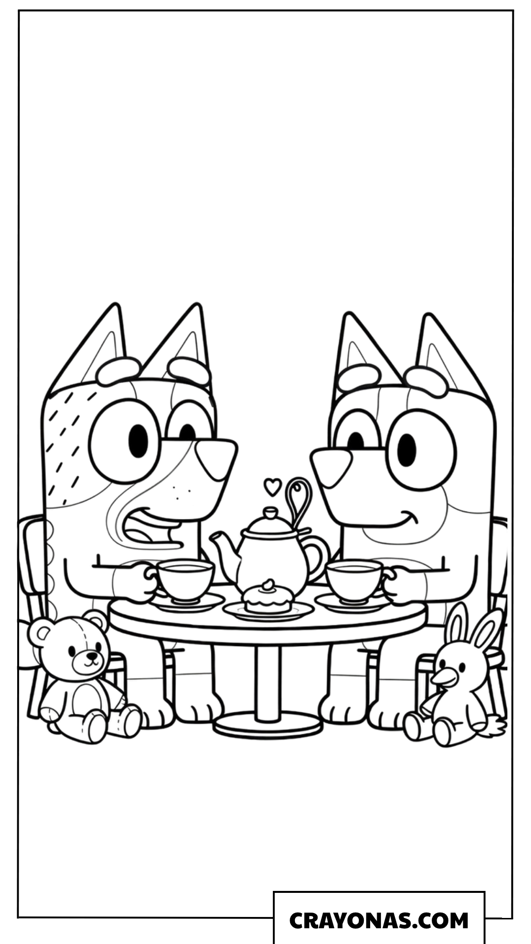 Bluey and Bingo Tea Party Coloring Page