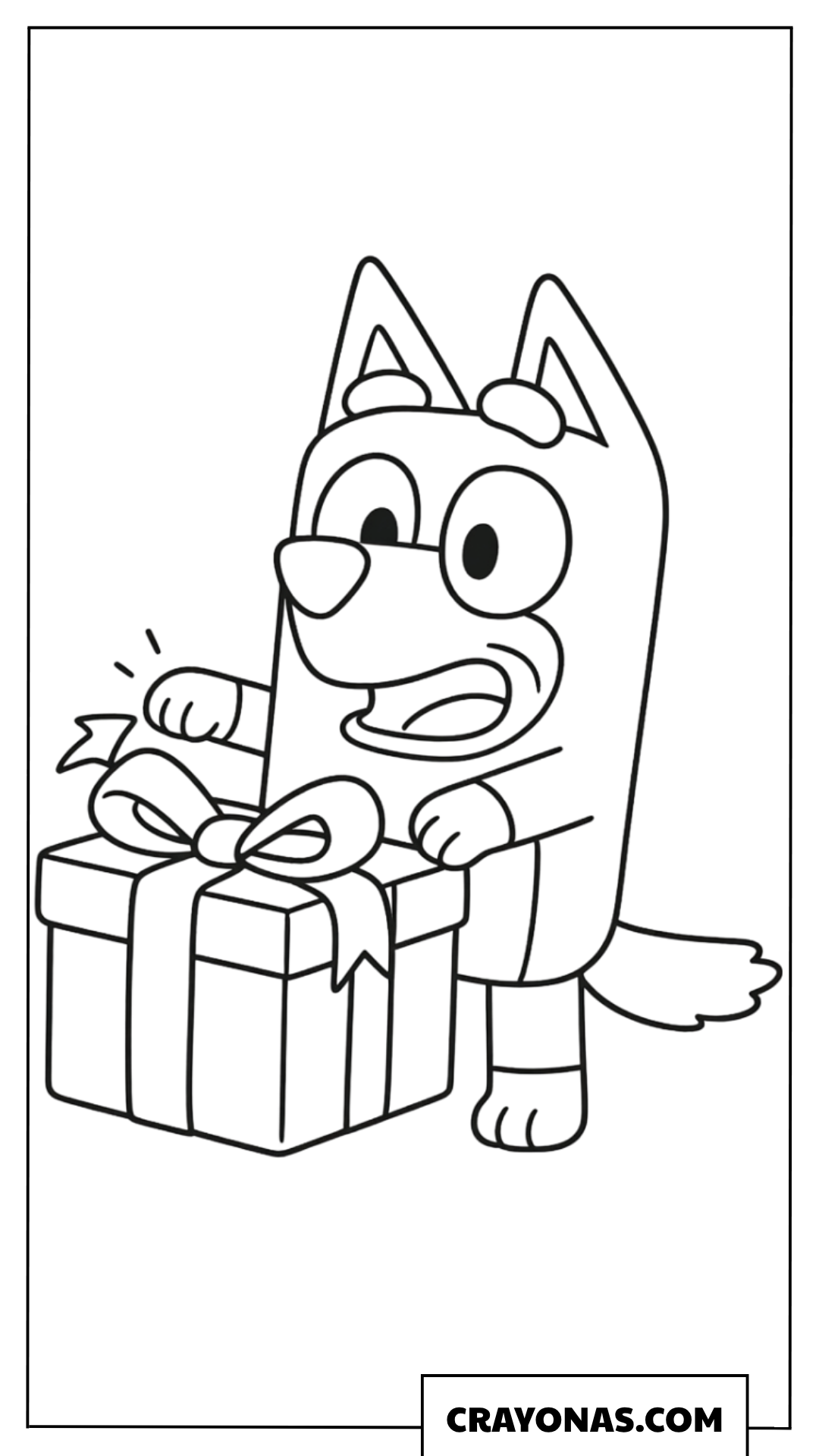 Bluey Unwrapping Birthday Present Coloring Page