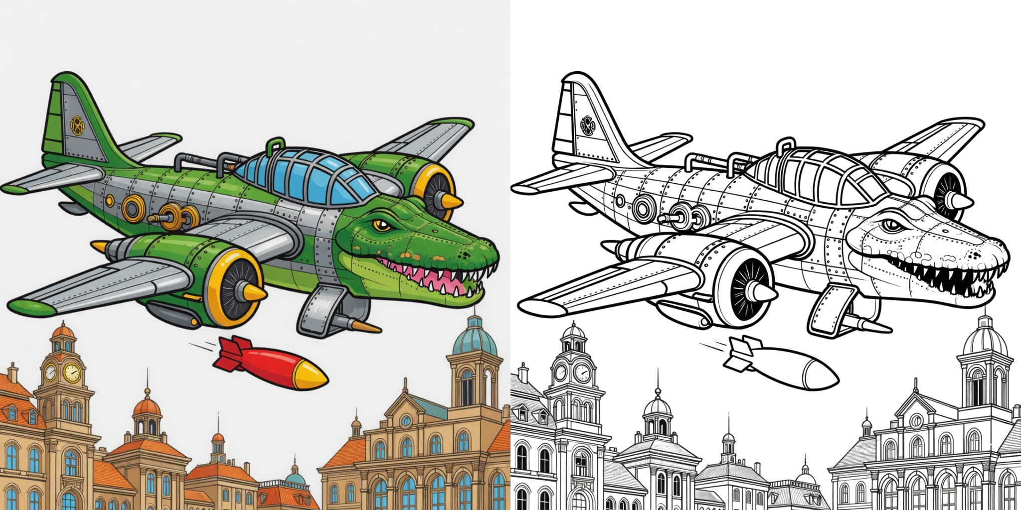 Bombardiro Crocodilo Coloring Pages ft