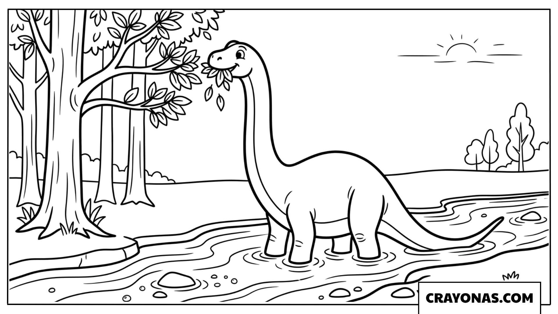 Brachiosaurus by the River coloring page