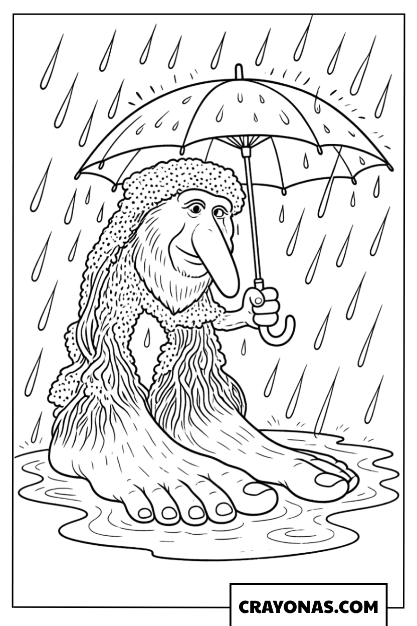 Brr Brr Patapim in the Rain Coloring Page